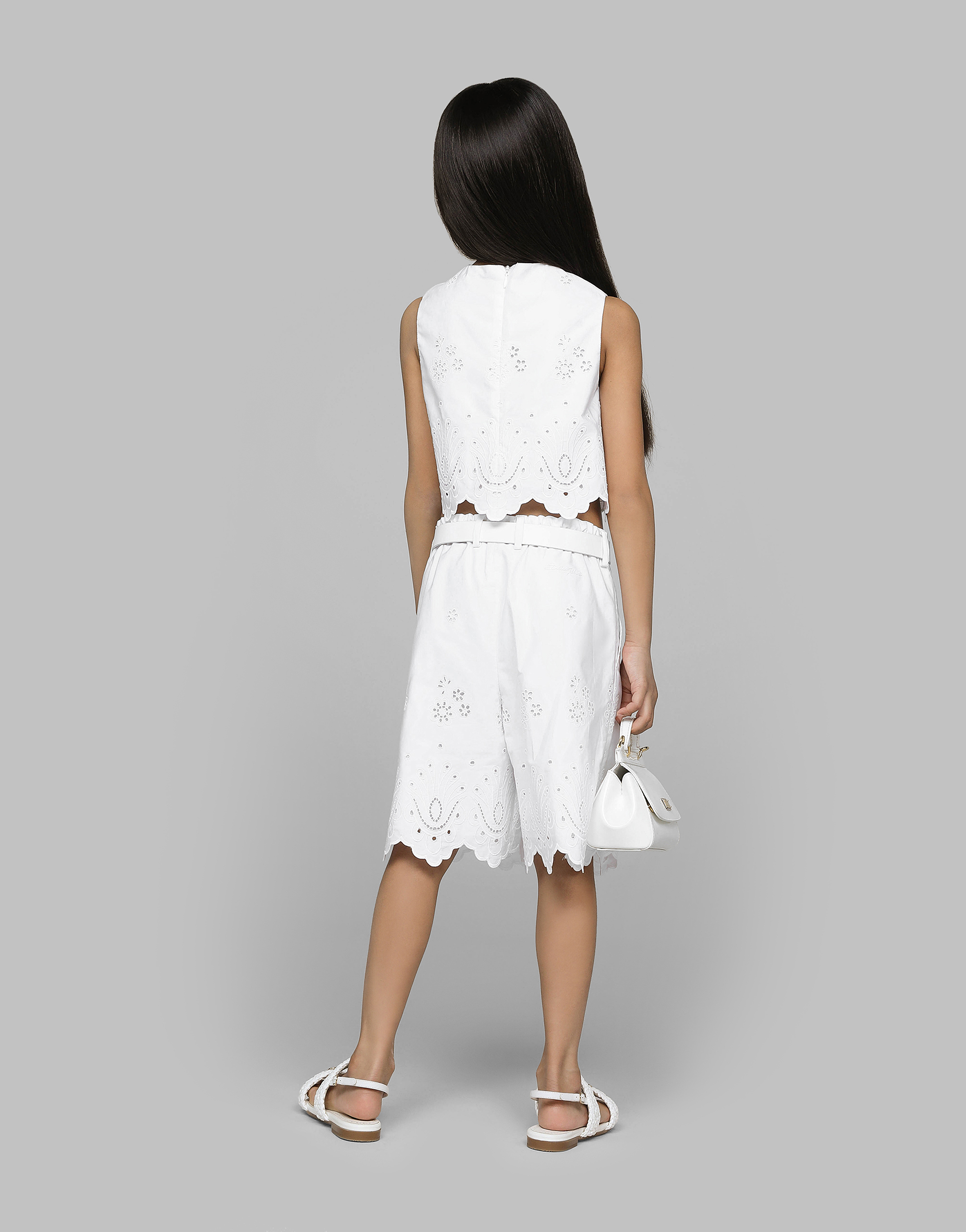 Dolce & Gabbana Poplin And Broderie Anglaise Shorts In White