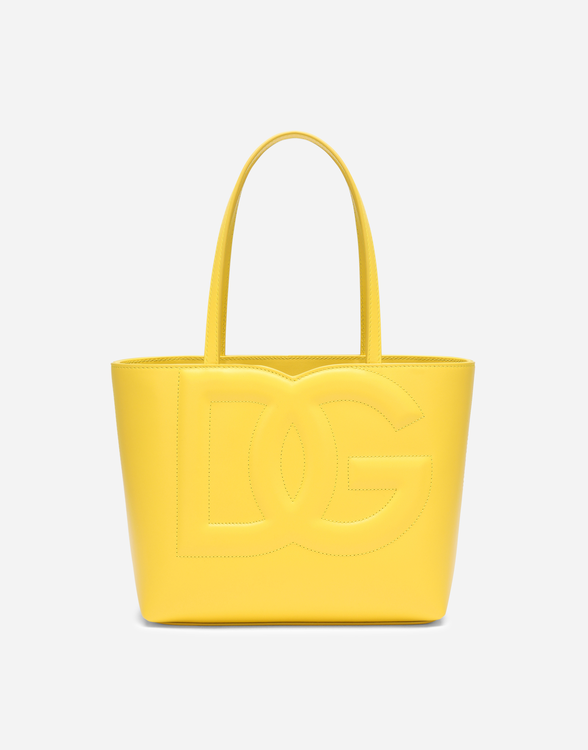 Dolce & Gabbana Small Calfskin Dg Logo Shopper In Yellow