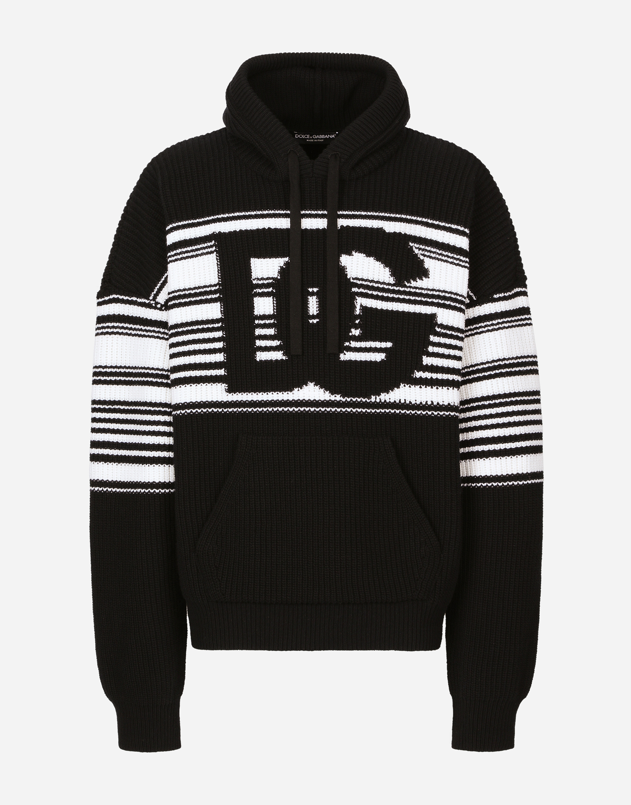 Dolce & Gabbana Hoodie With Dg Logo Inlay In Black