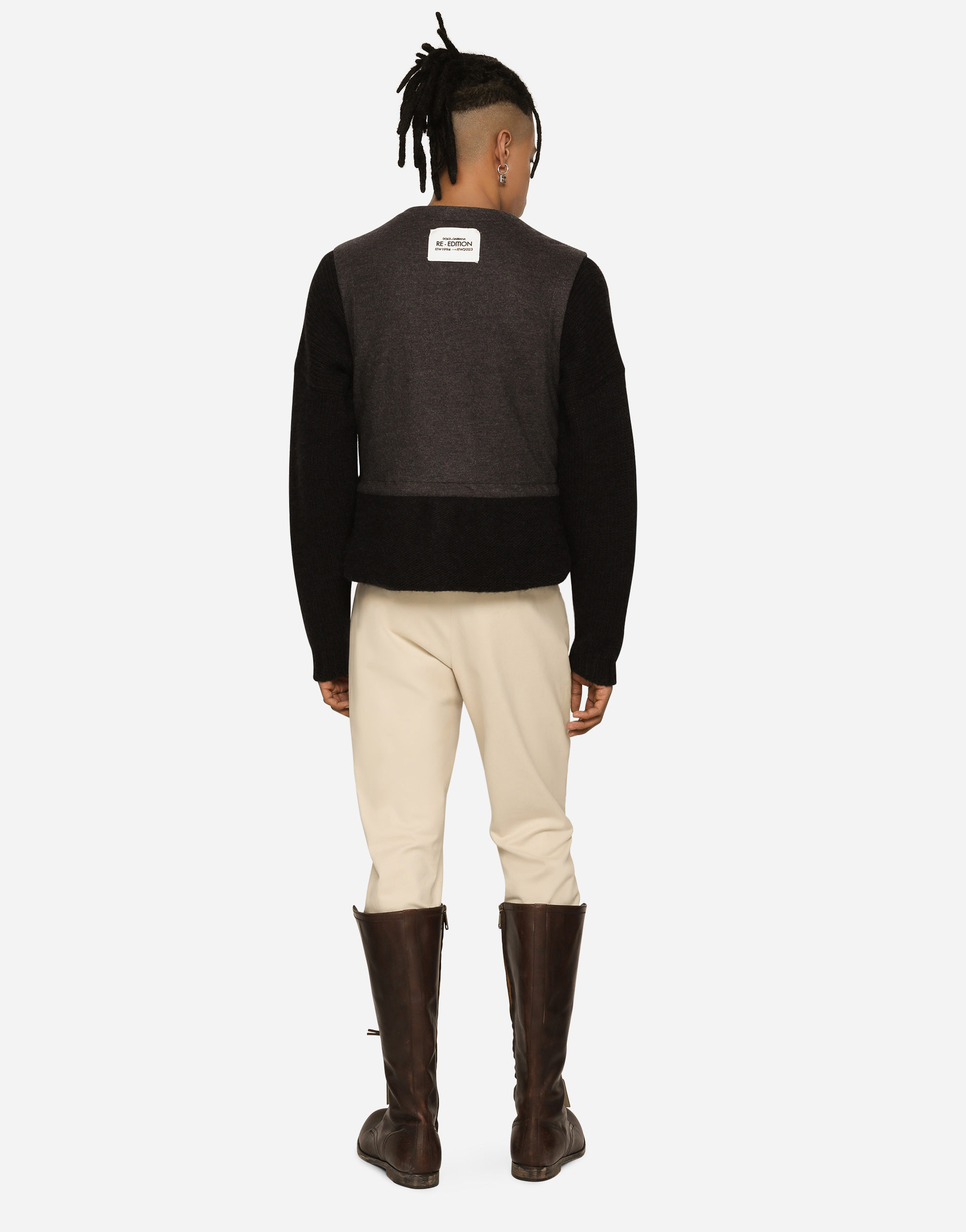 DOLCE & GABBANA LAYERED JERSEY AND PINSTRIPE WOOL VEST