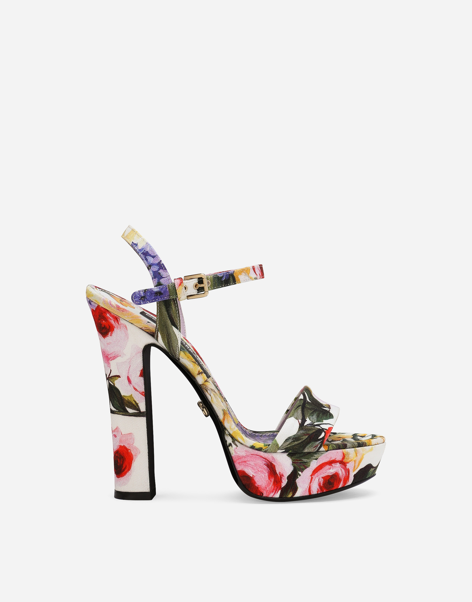 Dolce & Gabbana Floral-print Gabardine Platform Sandals In Print