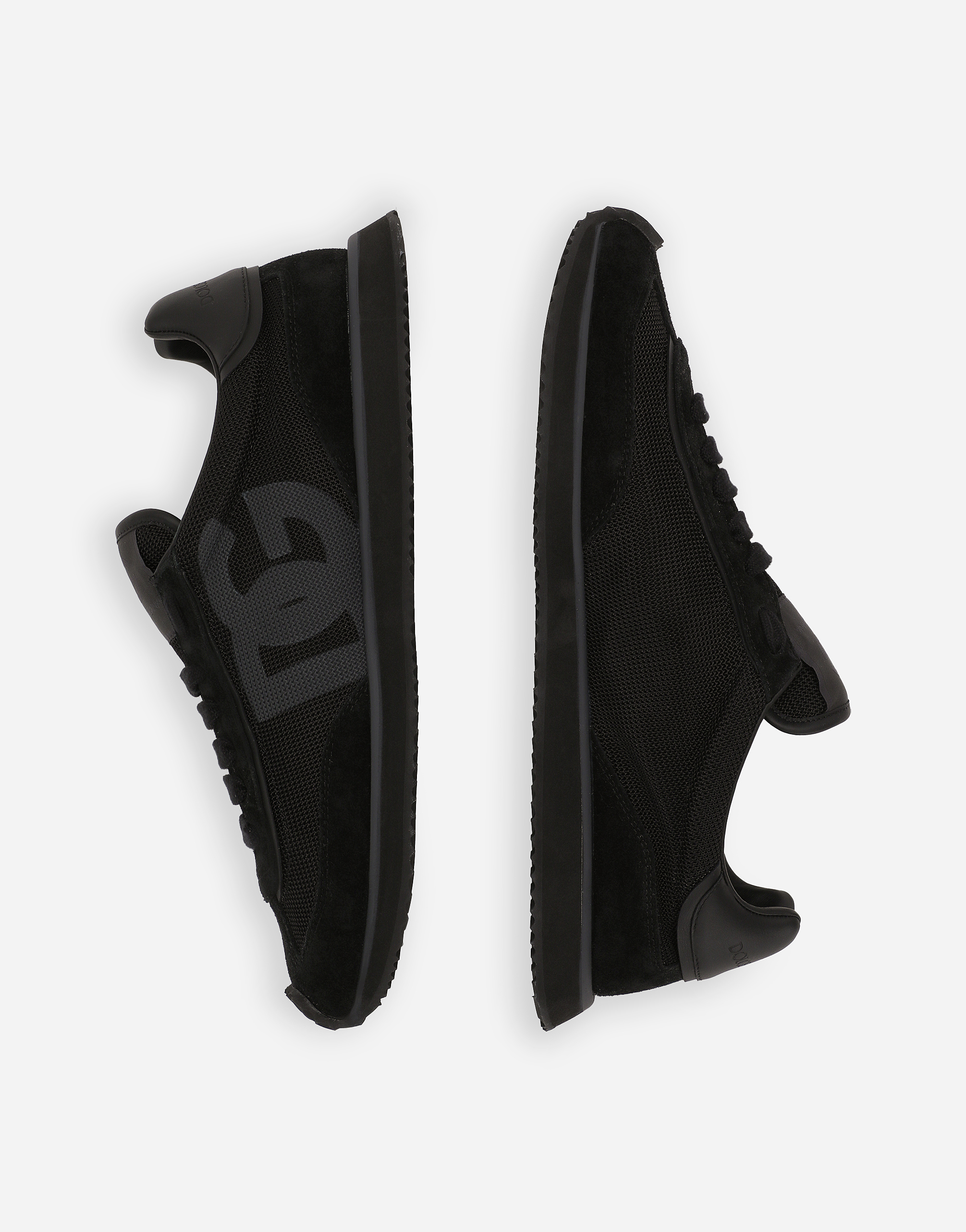 Dolce & Gabbana Low Top Sneakers Featuring Suede Accents In Nero/nero
