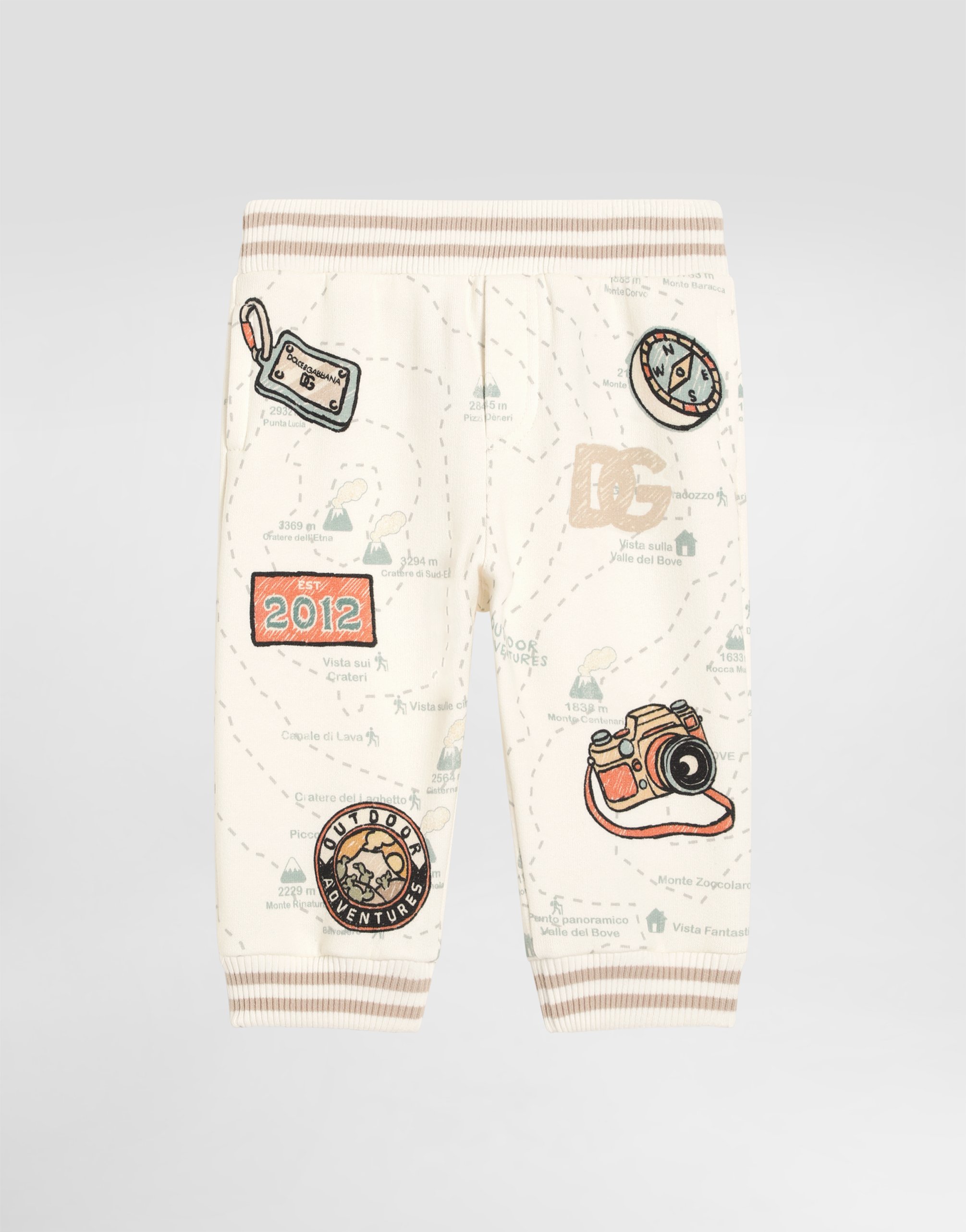 Oversized fleece trousers with map print
