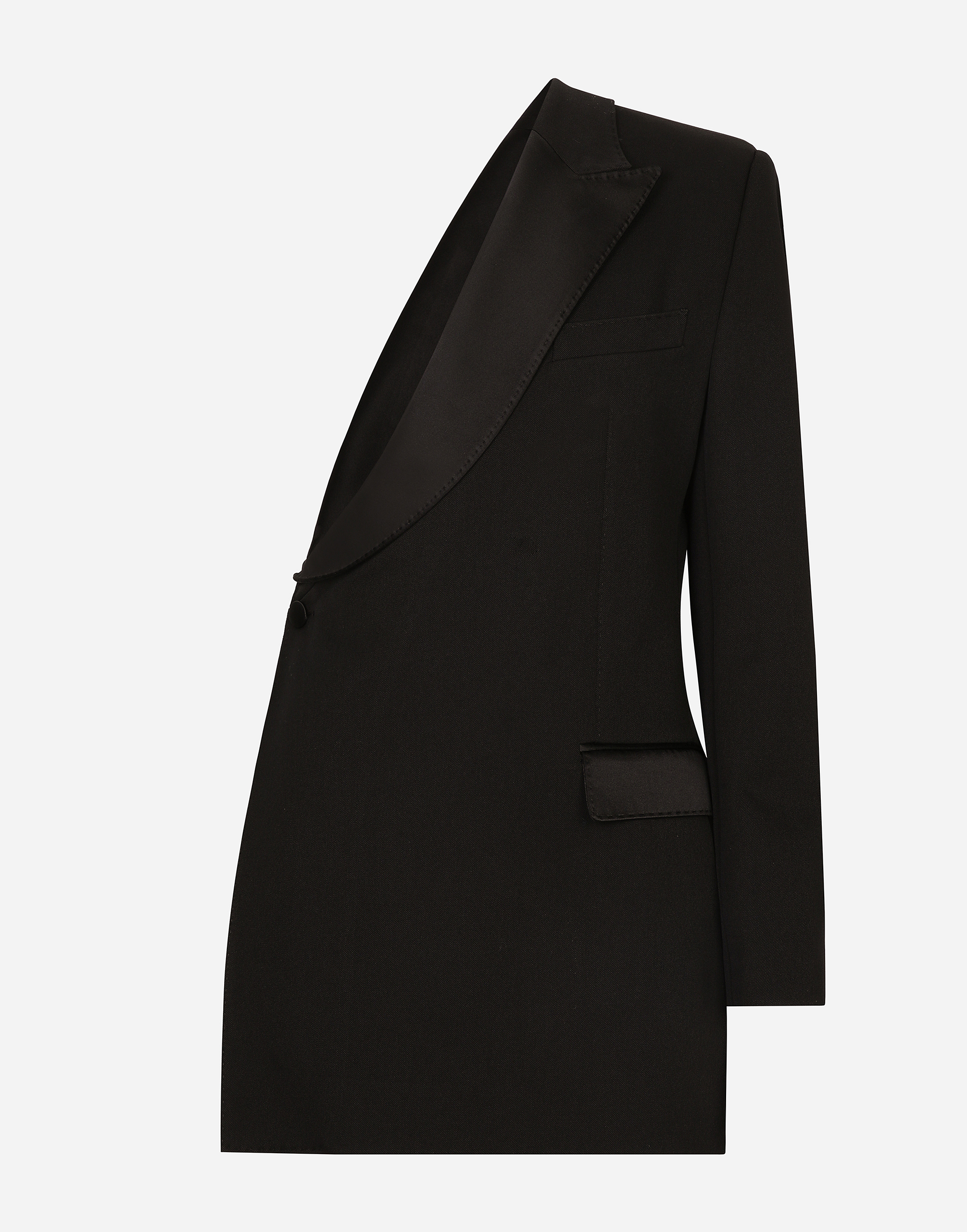 Dolce & Gabbana One-shoulder Wool Gabardine Jacket In ブラック