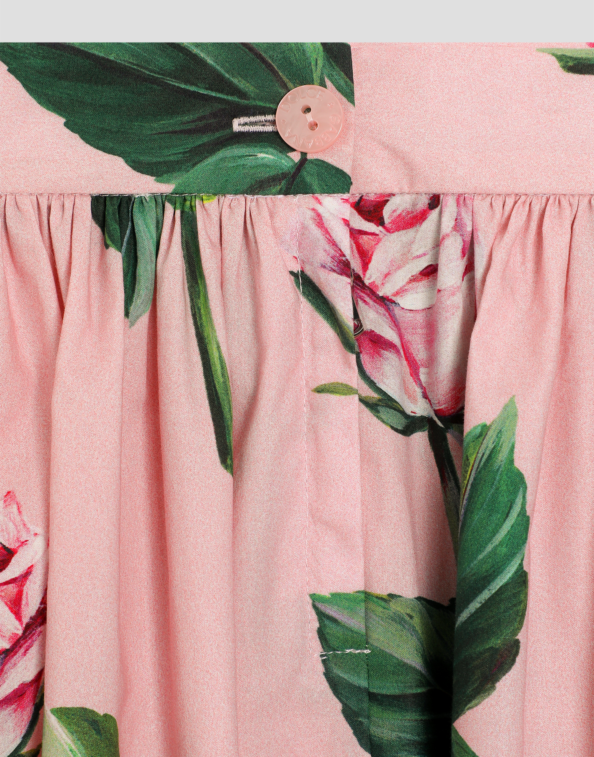 Rose-print poplin skirt