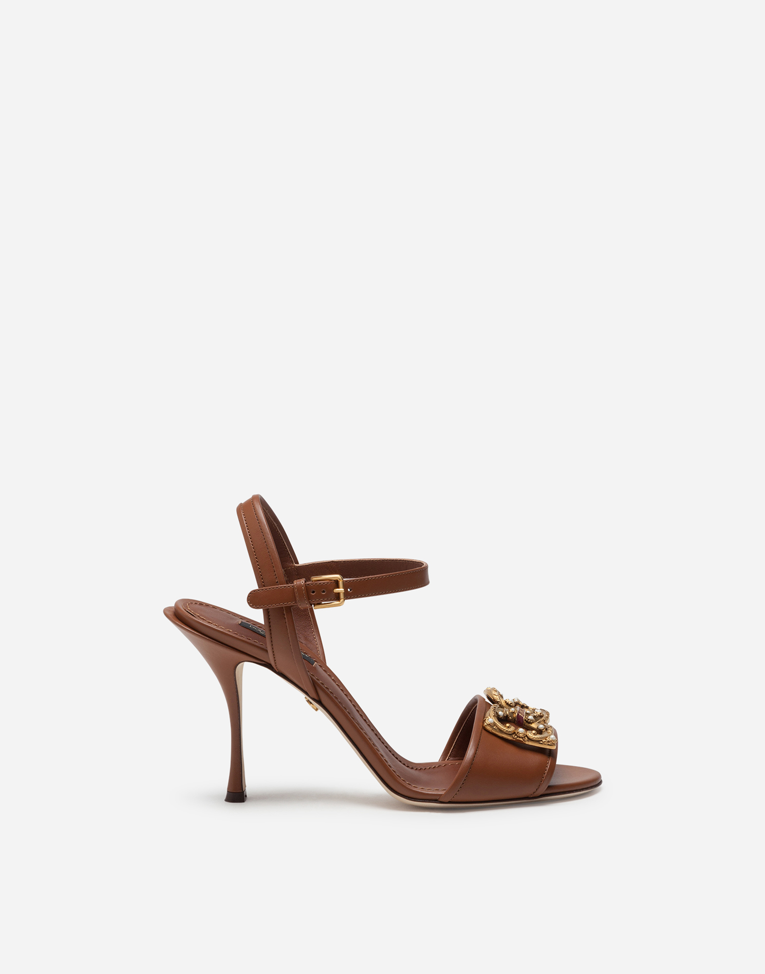 Calfskin sandals with DG Amore logo