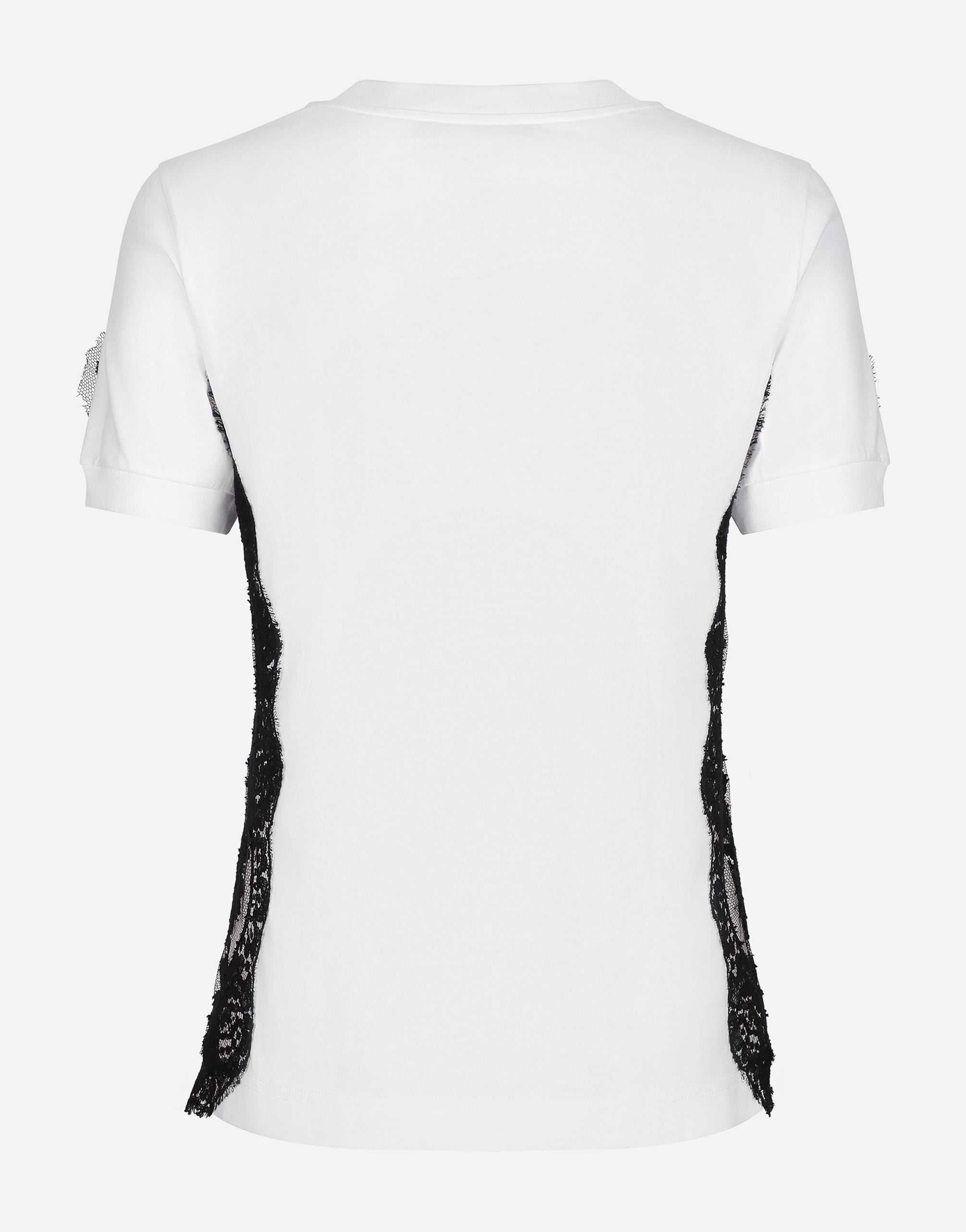  Dolce & Gabbana Jersey T-shirt With Dg Logo And Lace Inserts - Woman T-shirts And Sweatshirts Multi-colored 42 