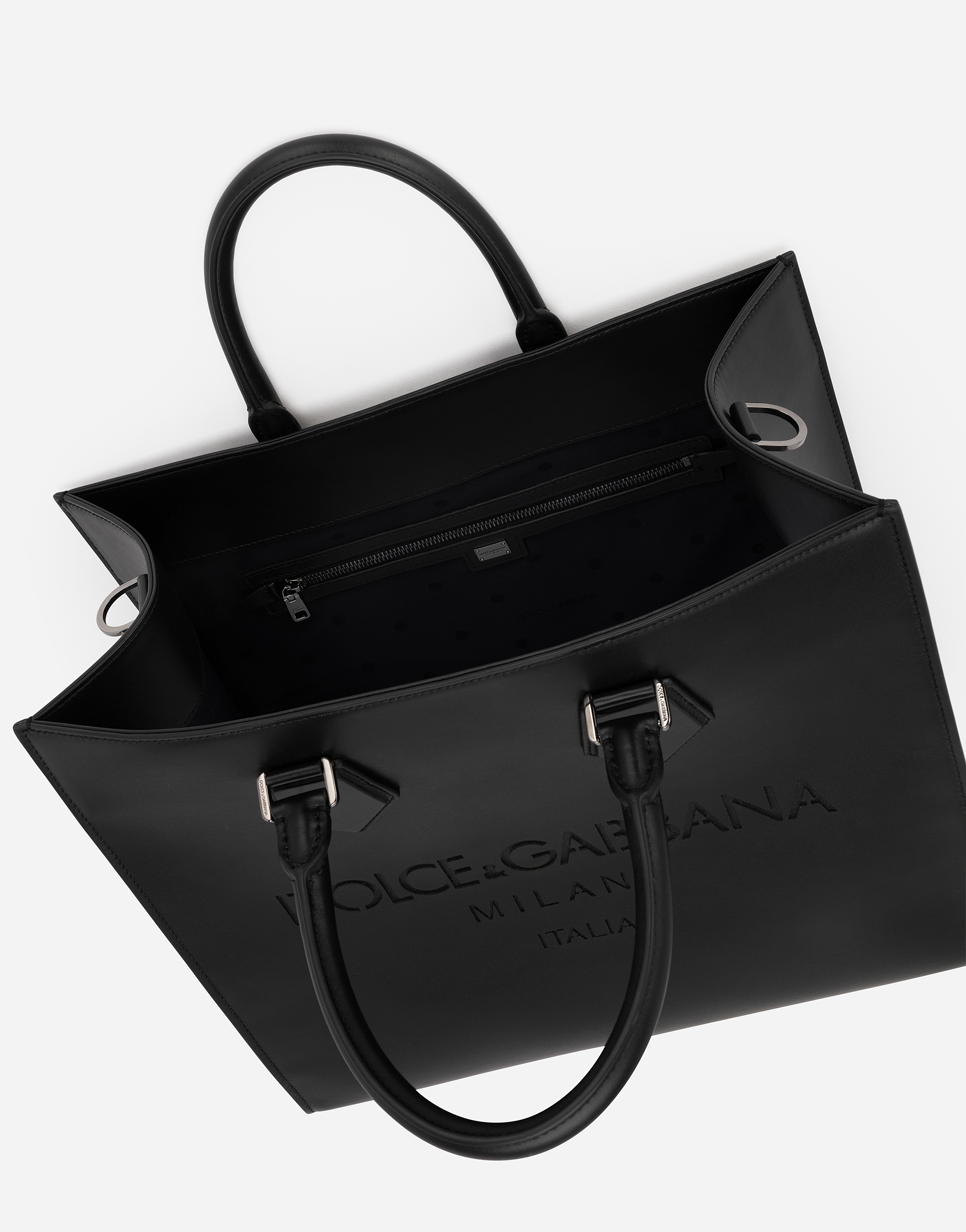 DOLCE & GABBANA CALFSKIN EDGE SHOPPER WITH LOGO