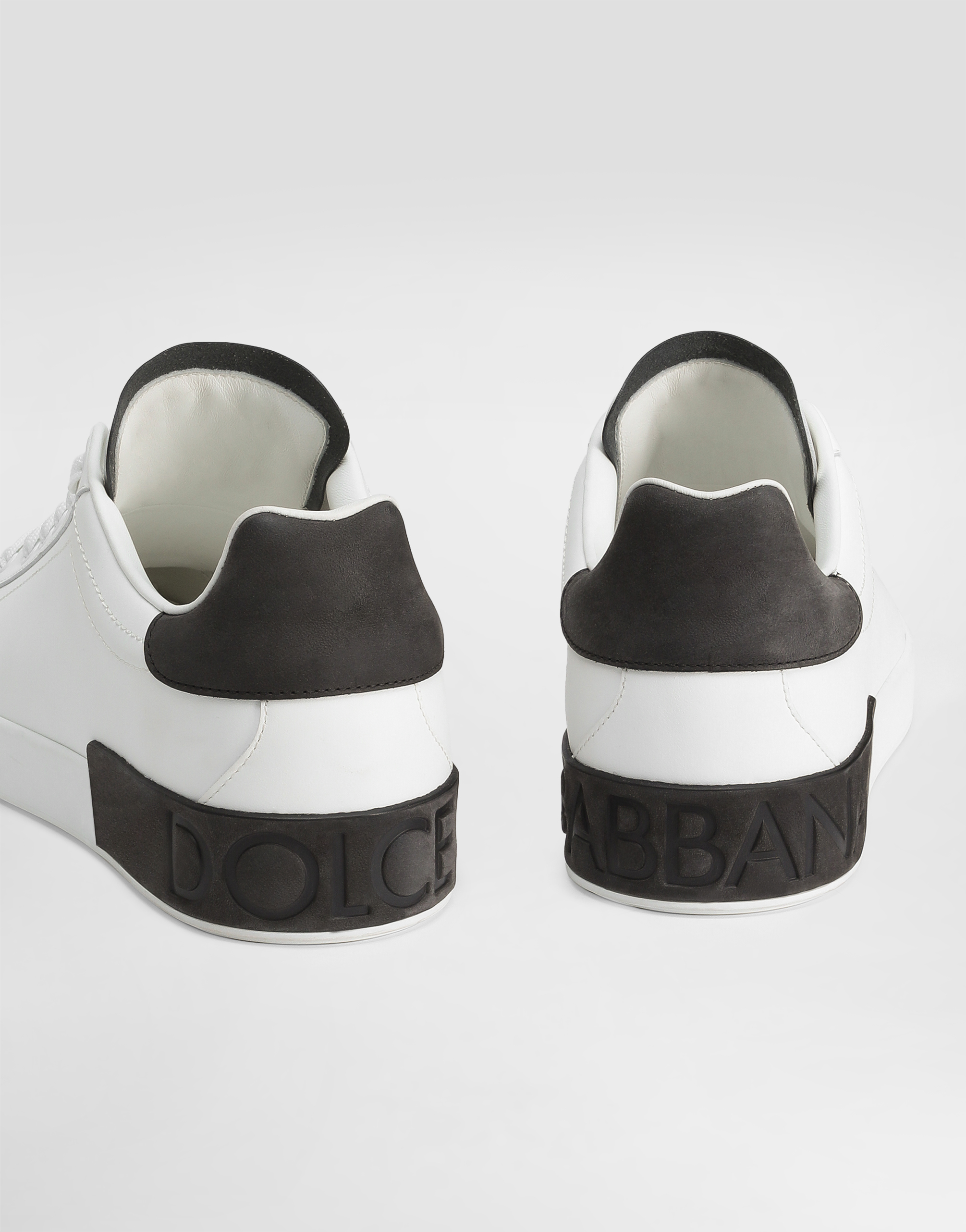 Dolce & Gabbana White Leather Portofino Sneakers In White