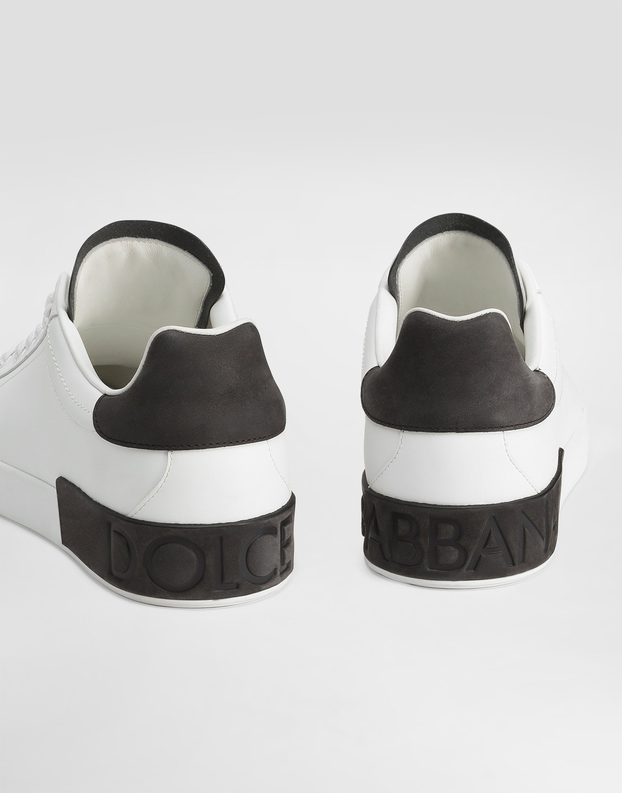 Dolce & Gabbana White Leather Portofino Sneakers In White