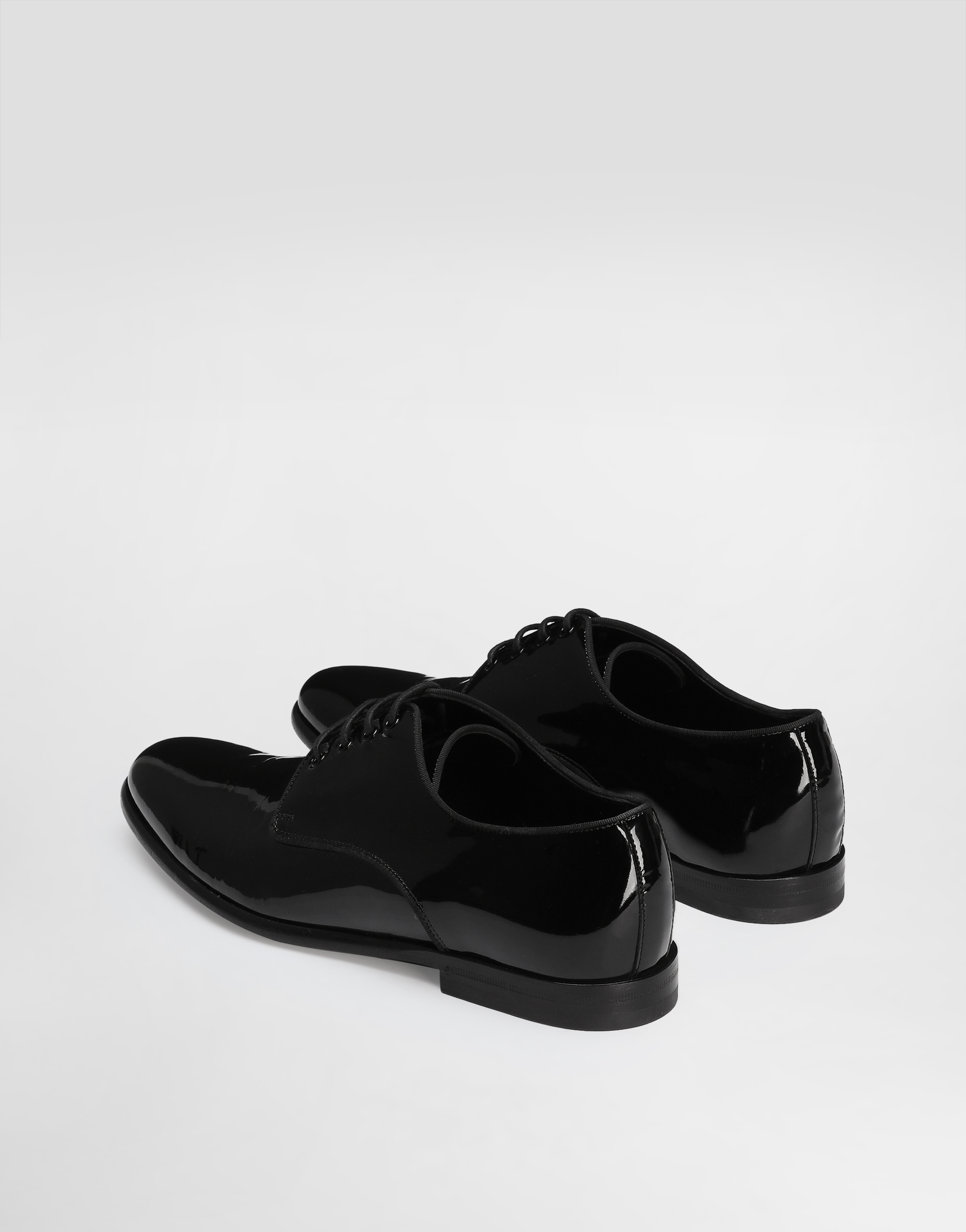 Dolce & Gabbana Black Leather Raffaello Lace-up Shoes In Black