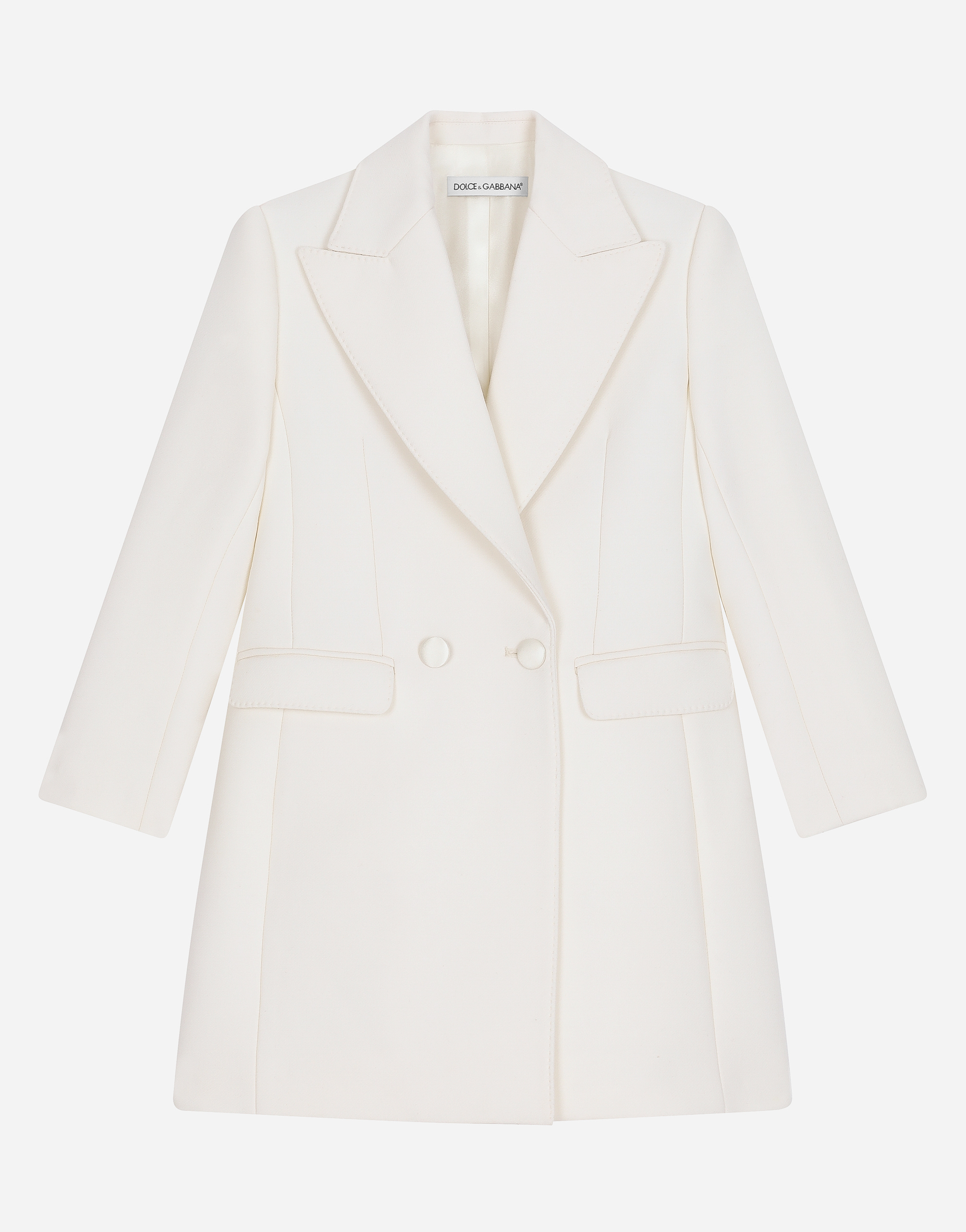 Dolce & Gabbana Double-breasted Cady Coat - Woman Coats And Jackets White Wool 12 Years