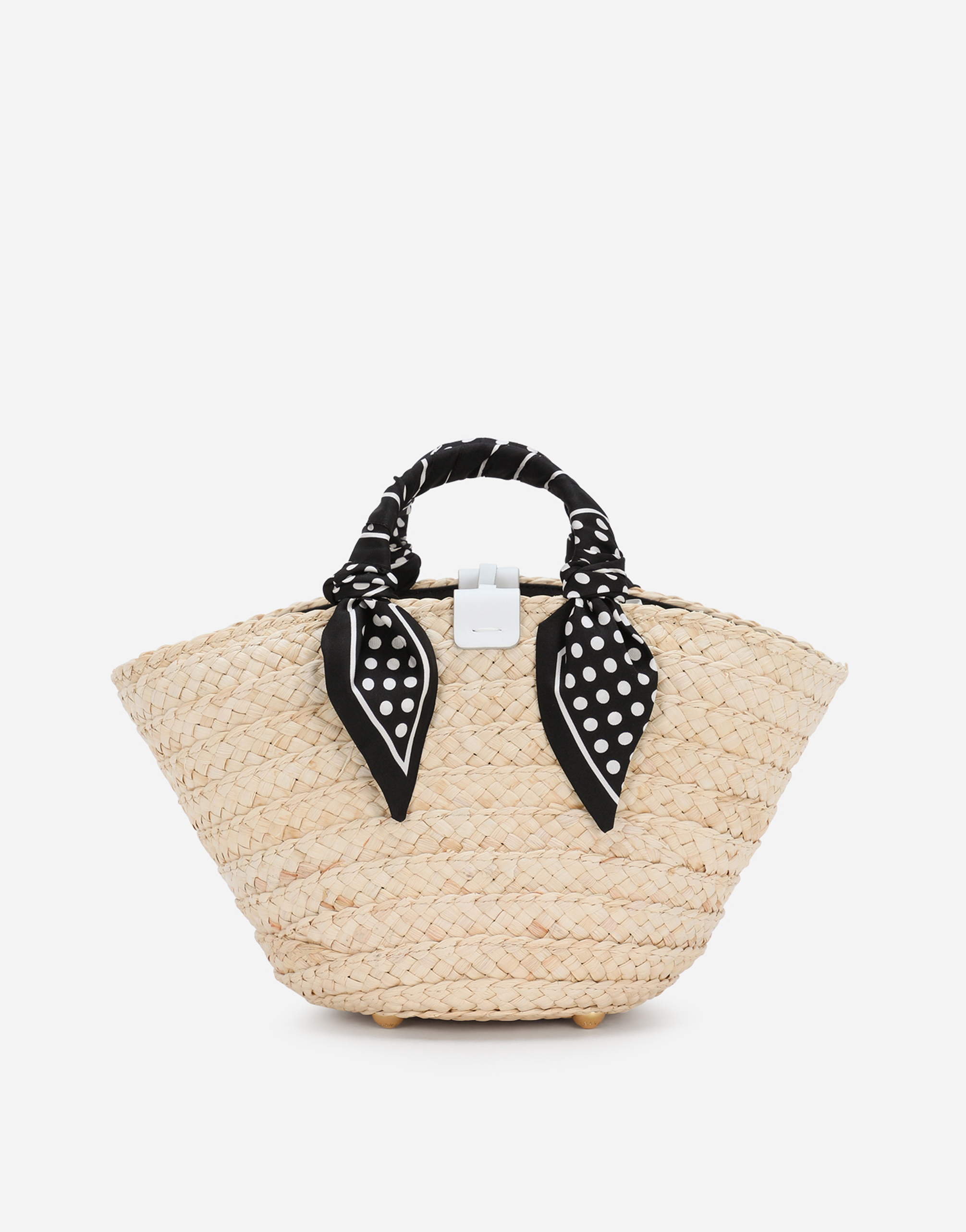 DOLCE & GABBANA SMALL STRAW KENDRA BAG WITH DG LOGO