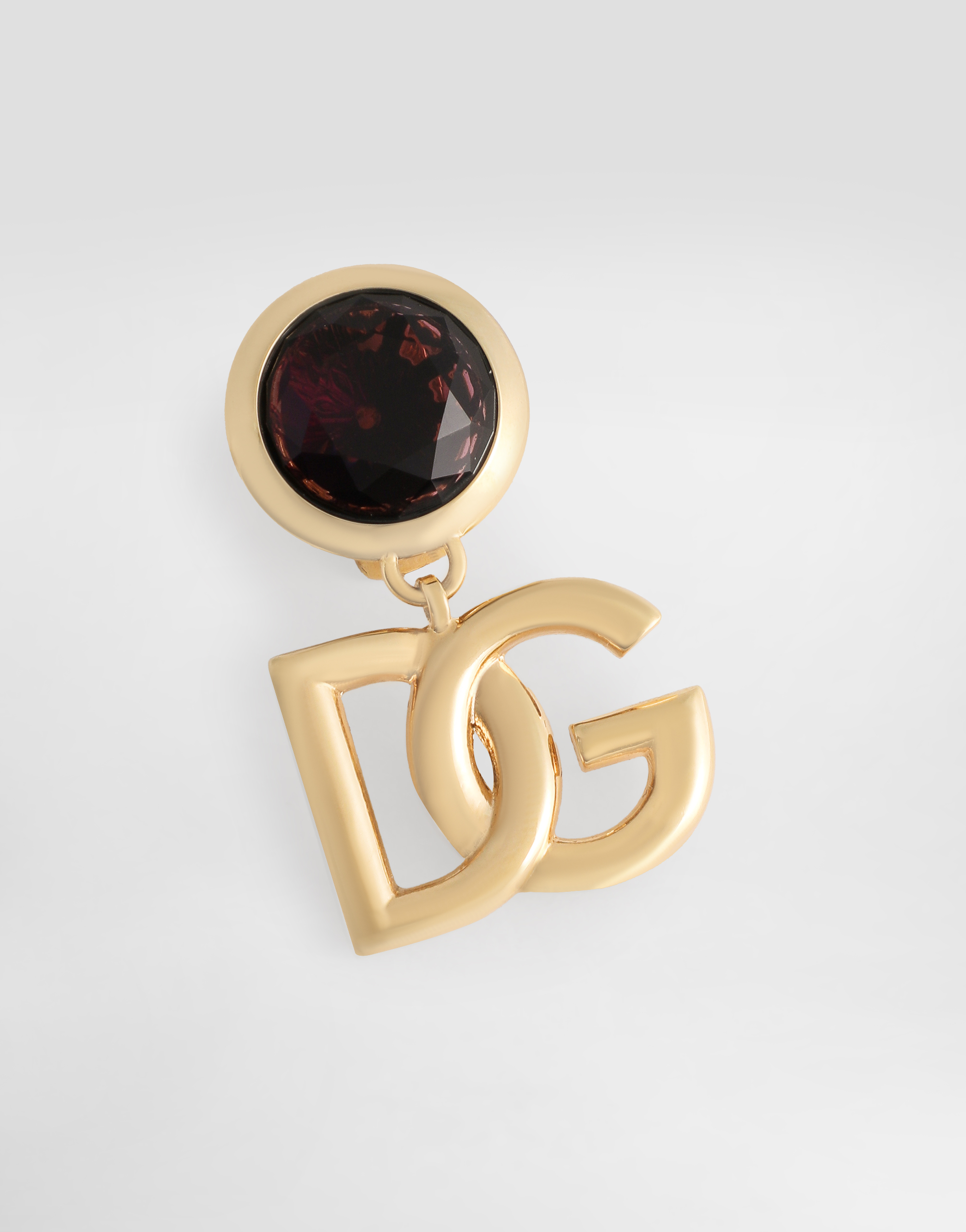 Dolce & Gabbana Logo Gemstone Accent Clip Earrings