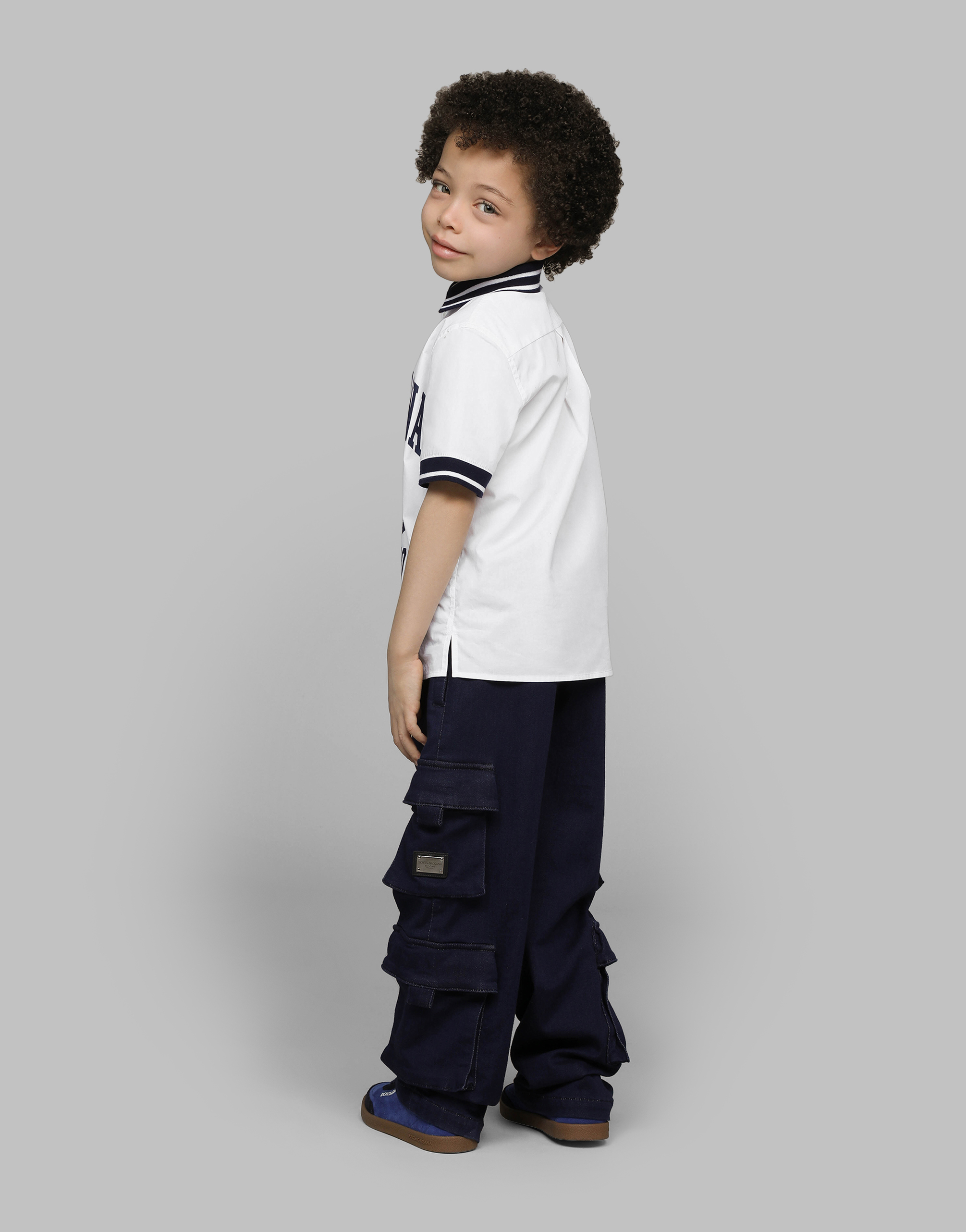 Poplin polo-shirt with Dolce&Gabbana logo