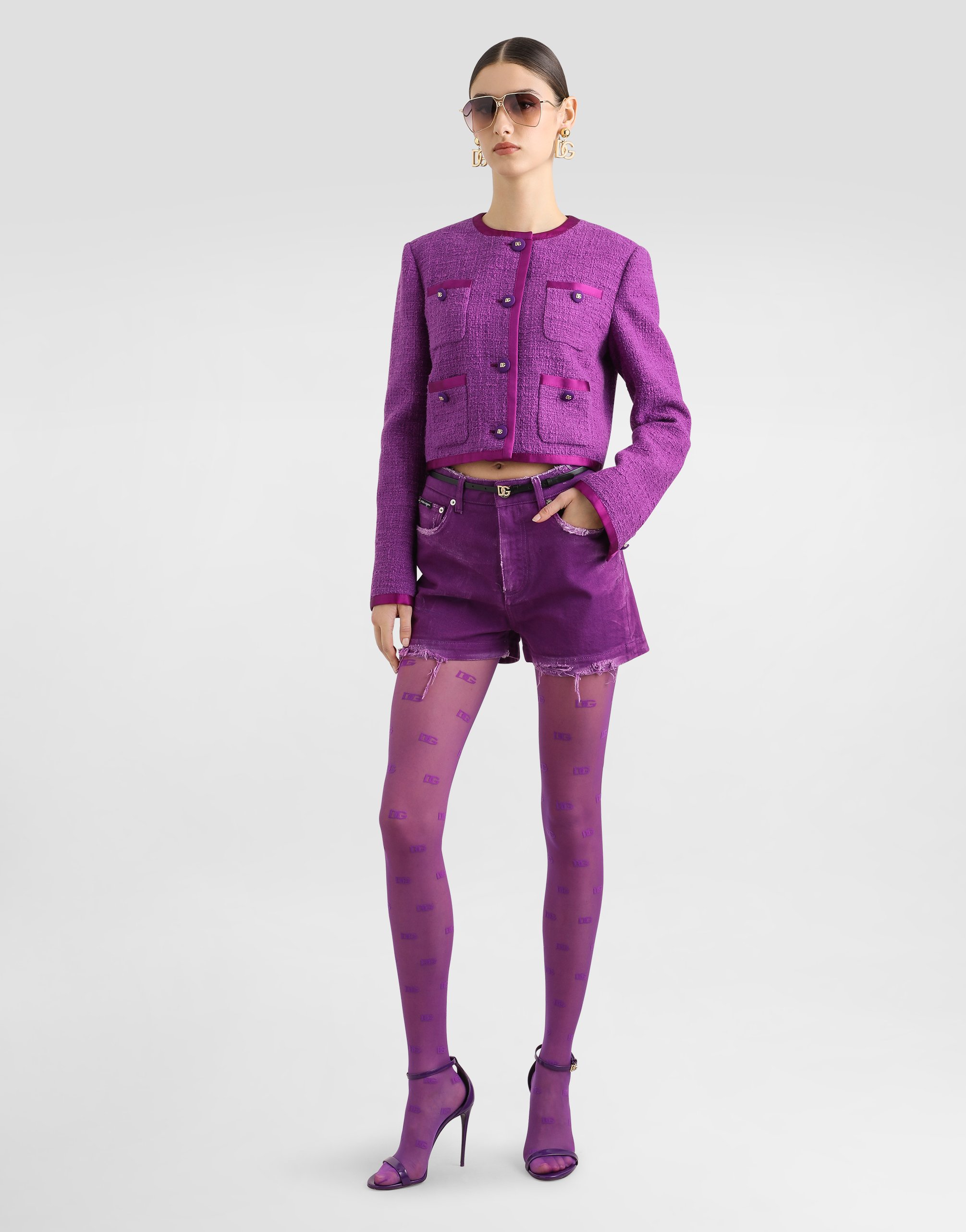 Dolce & Gabbana Violet Cotton Casual Jacket In Purple