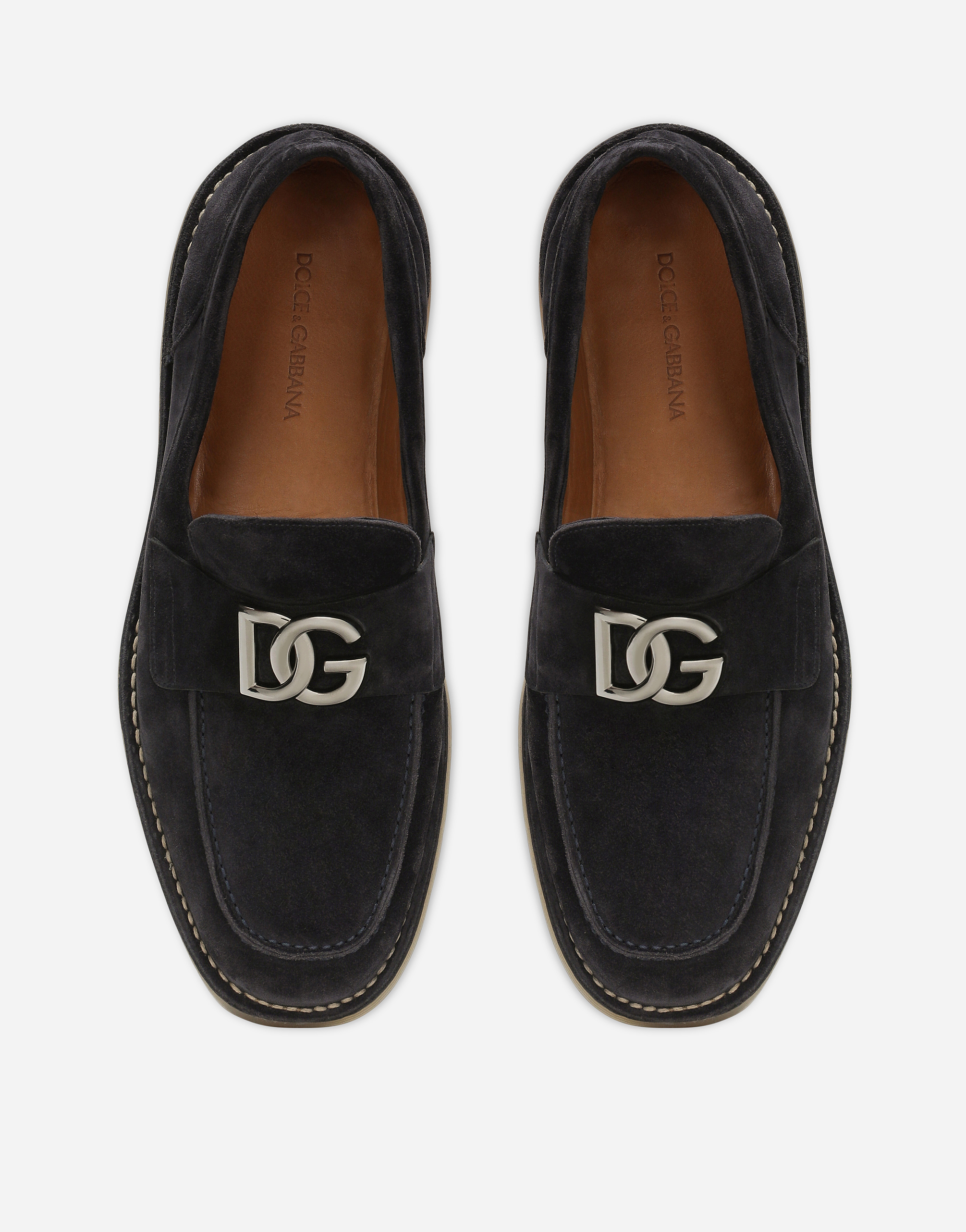 Shop Dolce & Gabbana Suede Loafers In Blue