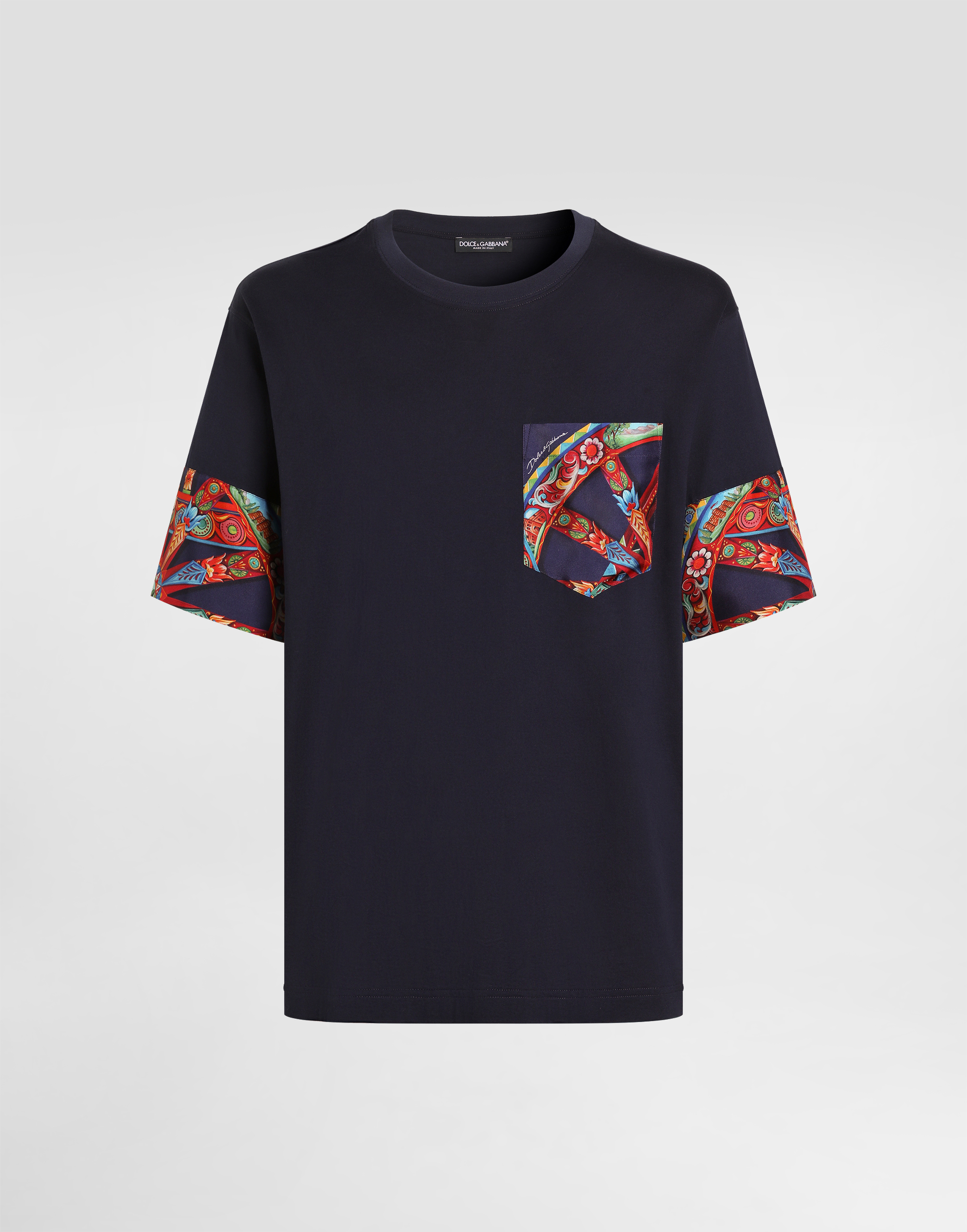 Cotton t-shirt with carretto-print in Multicolor for Men