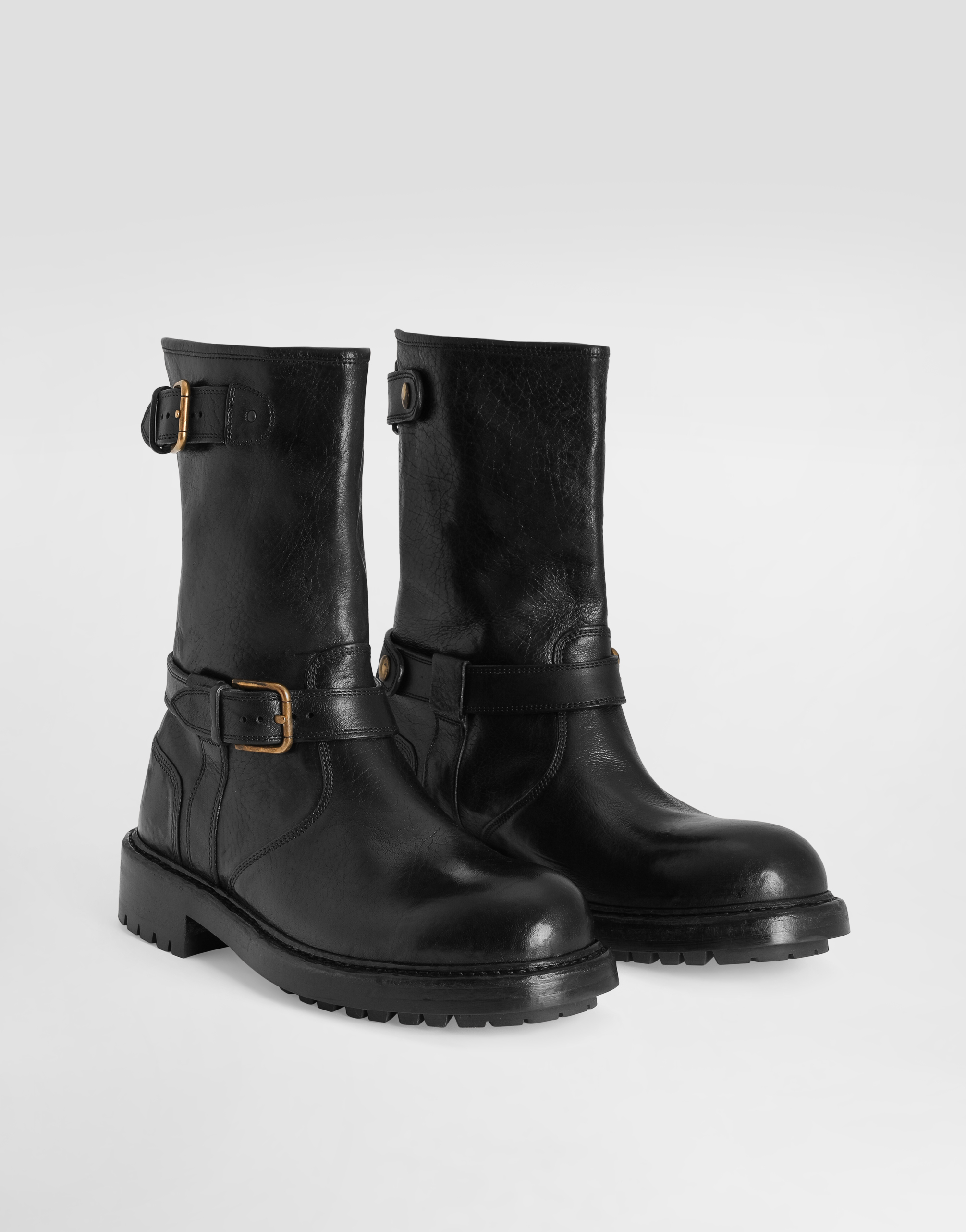 Dolce & Gabbana Bernini Leather Boots In Black