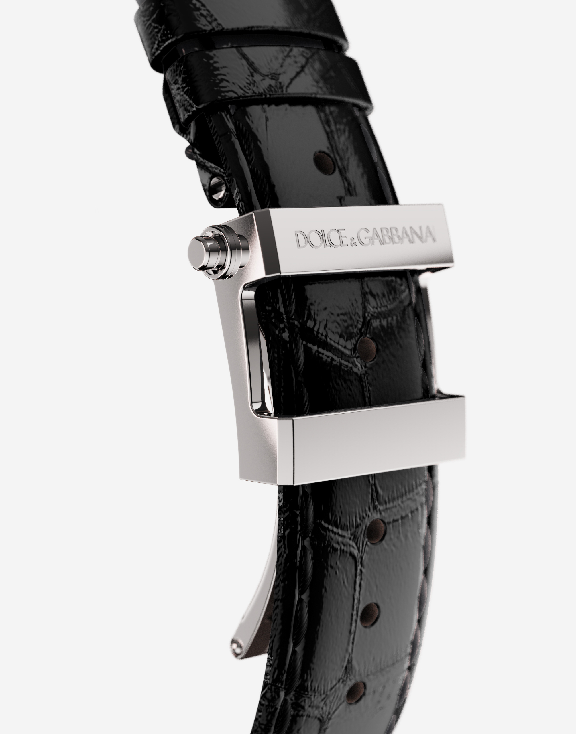Dolce & Gabbana Dg7 Watch In Steel With Engraved Side Decoration In Gold In Silver