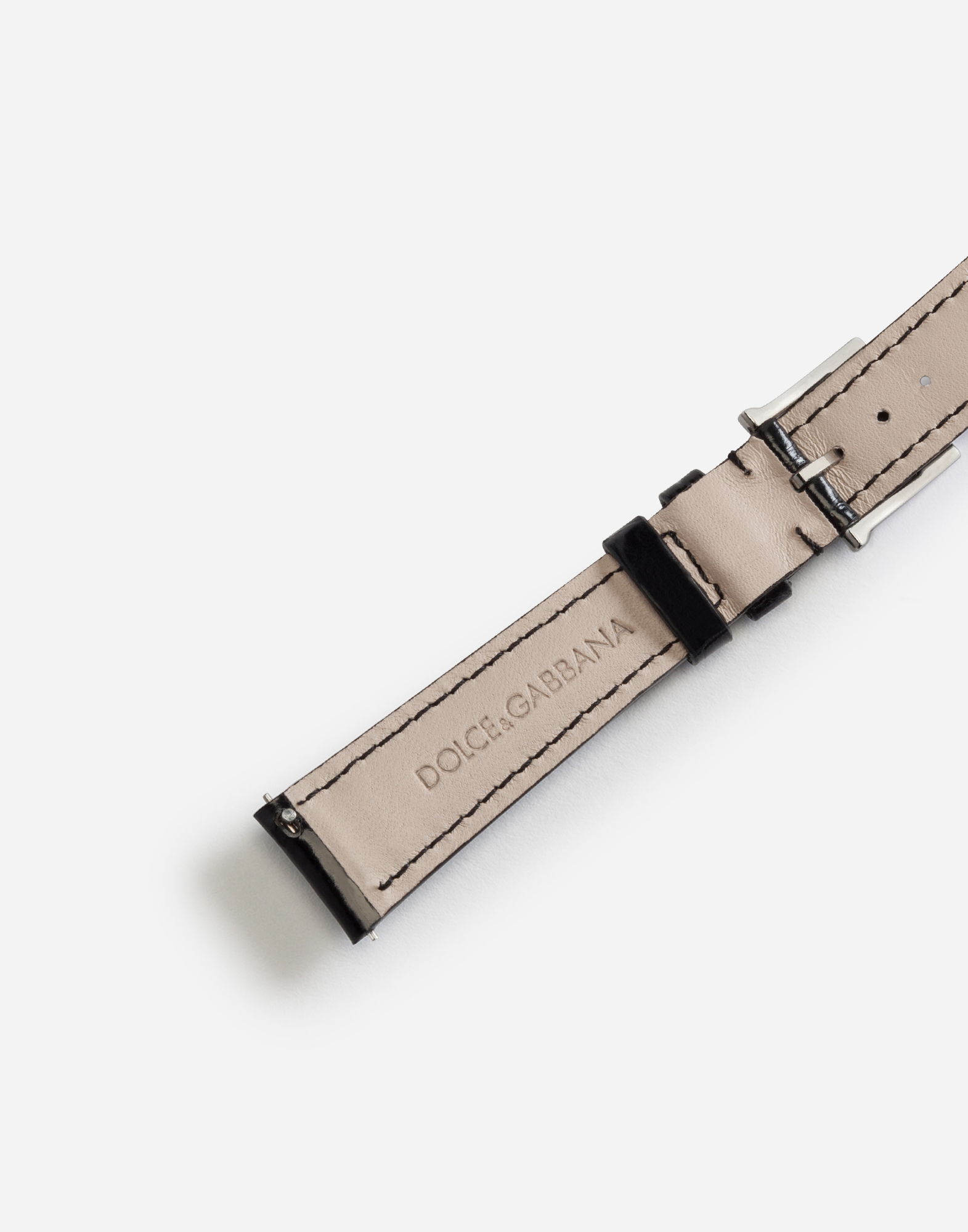 Dolce & Gabbana Alligator Strap With Buckle And Hook In Steel In Black