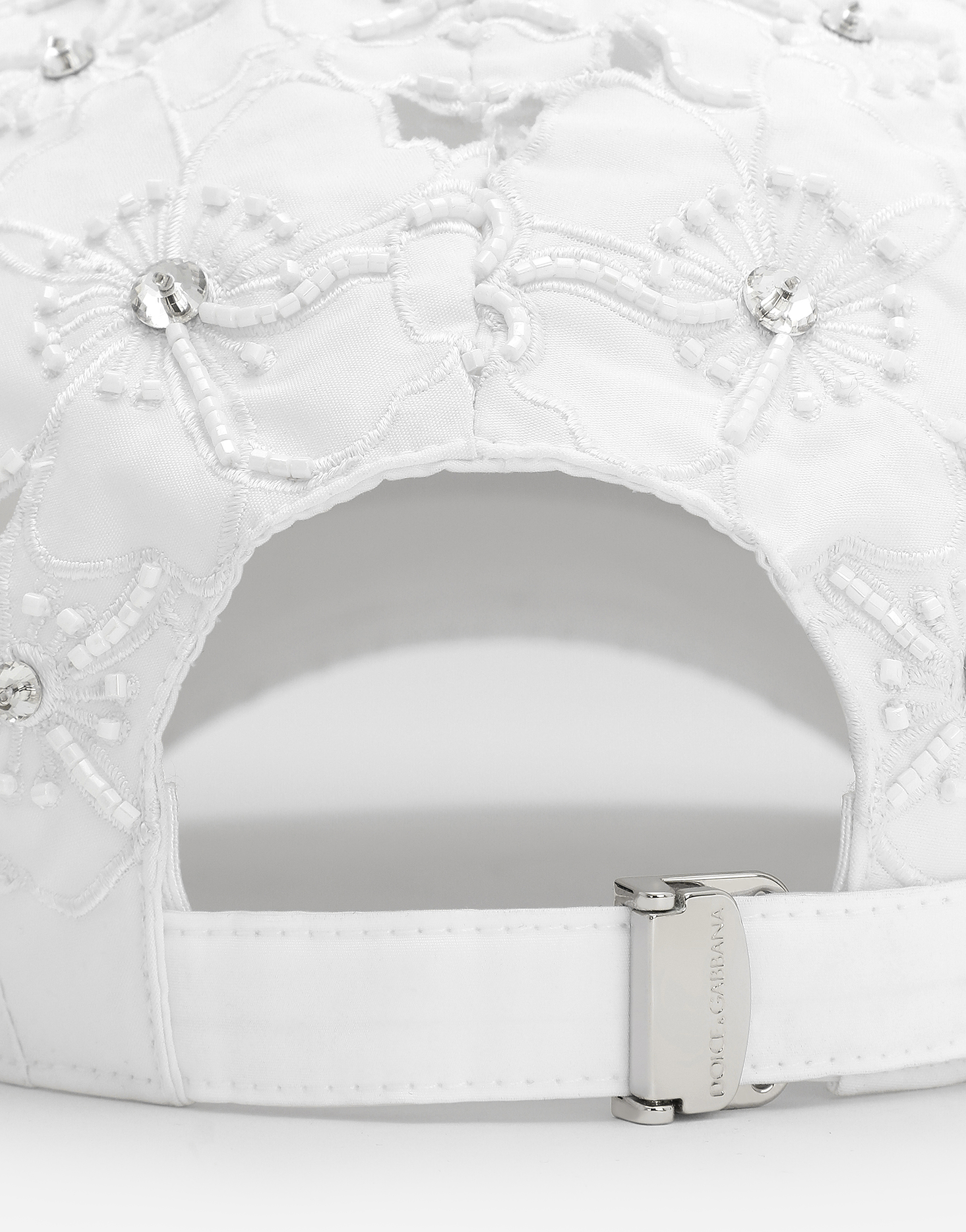 Dolce & Gabbana Cotton Embellished Floral Baseball Cap In ホワイト