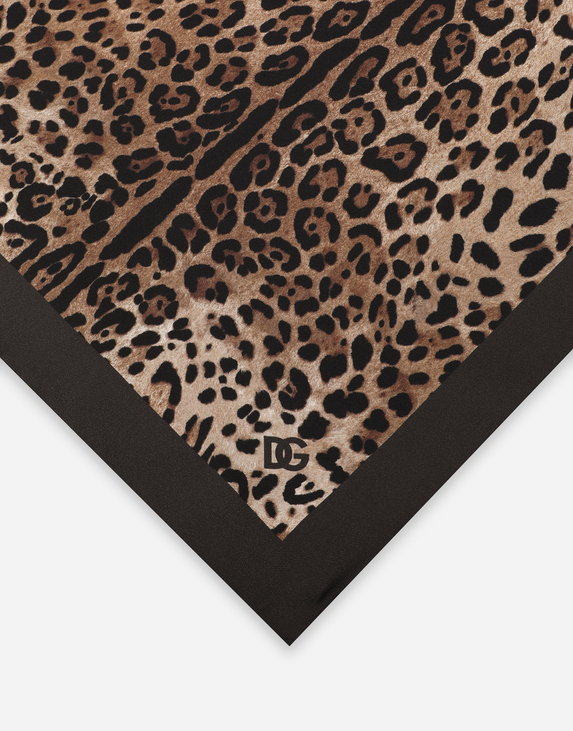 DOLCE & GABBANA LEOPARD-PRINT SILK POCKET SQUARE