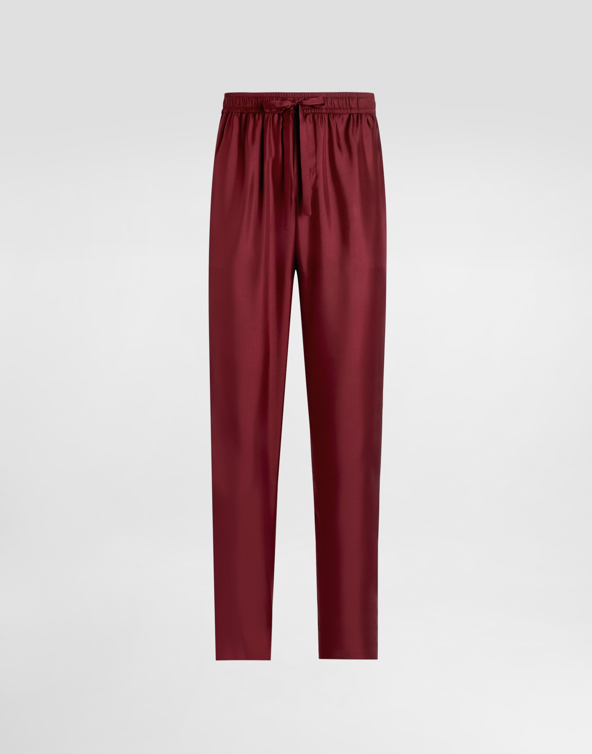 Dolce & Gabbana Silk Pajama Pants With Logo Embroidery - Man Pants And Shorts Burgundy