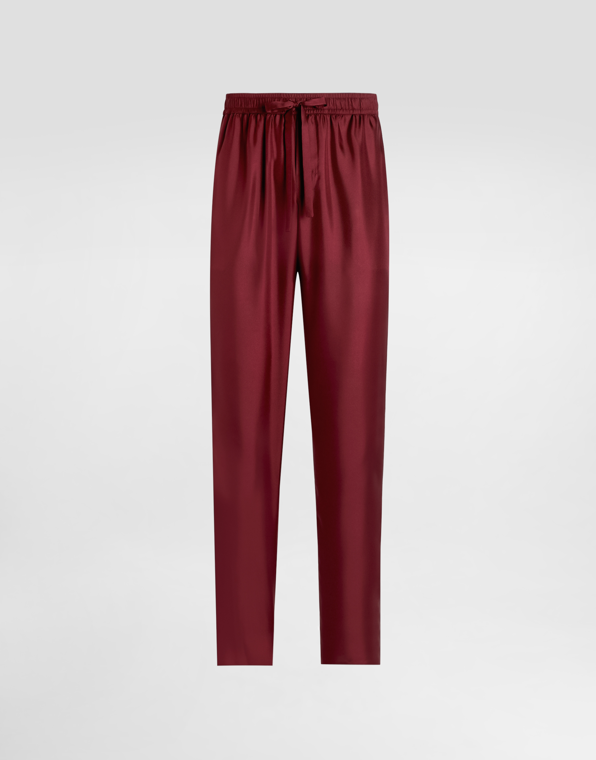 Dolce & Gabbana Silk Pajama Pants With Logo Embroidery - Man Pants And Shorts Burgundy