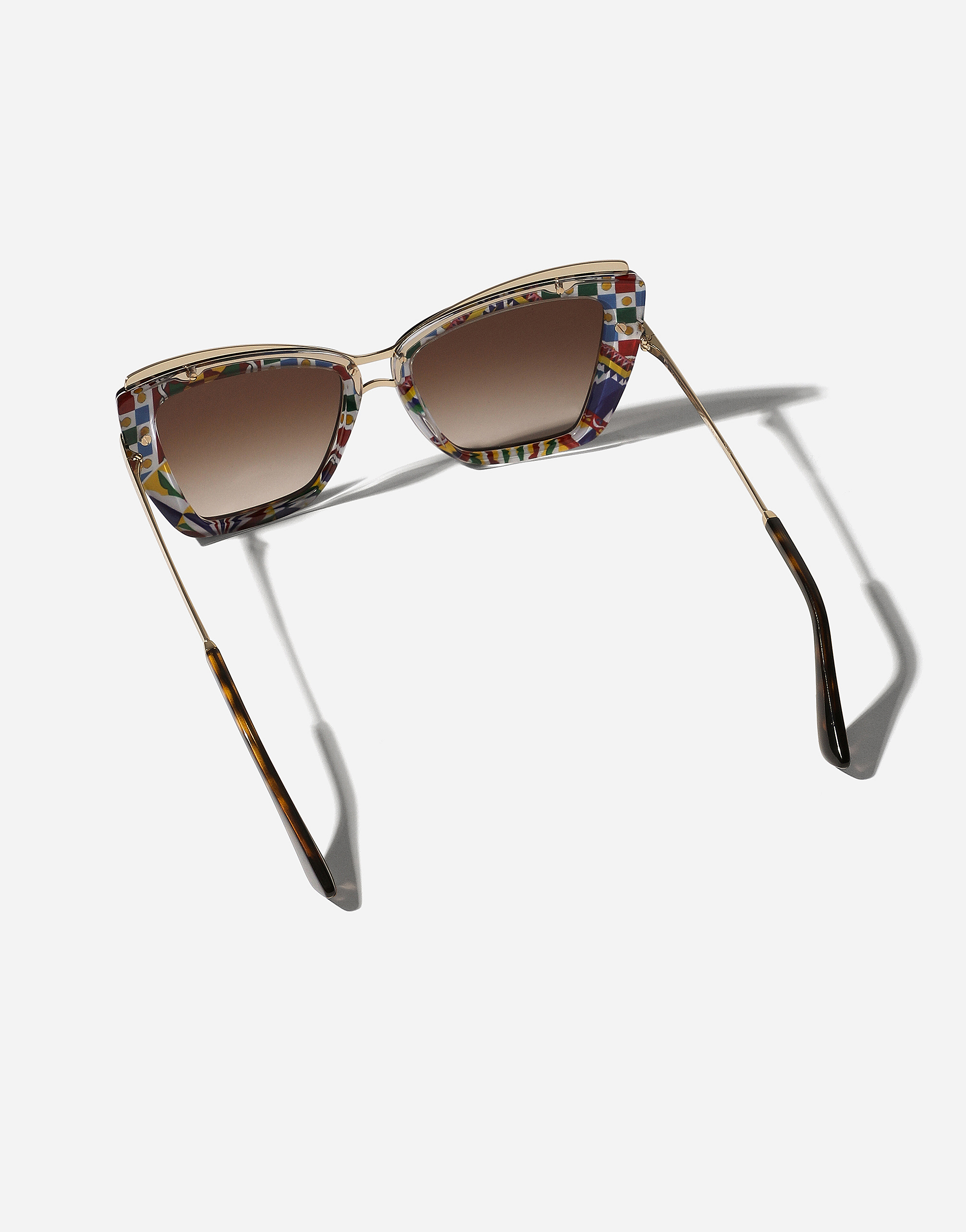 Shop Dolce & Gabbana نظارات شمسية Metal Print In Brown