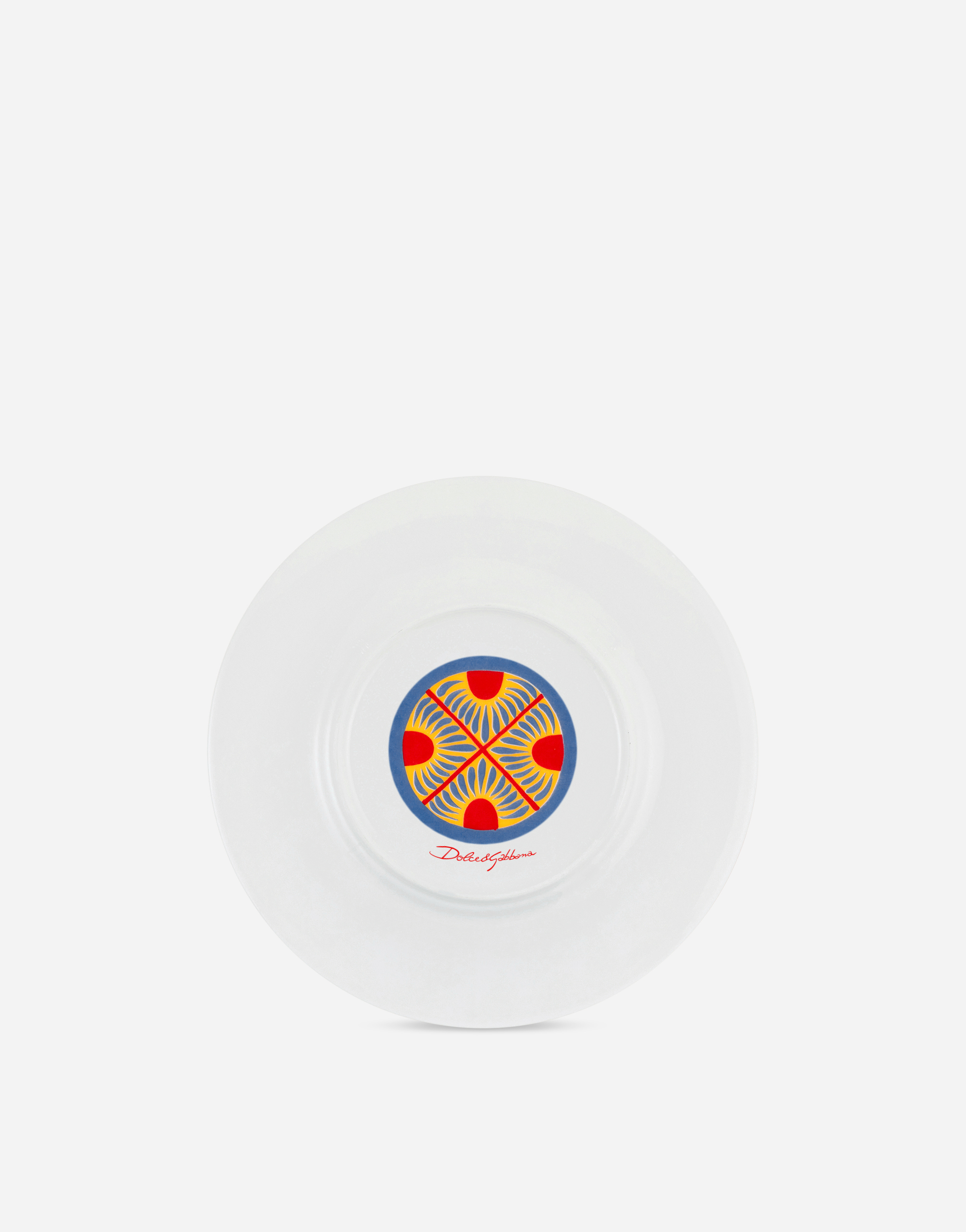 Dolce & Gabbana Set 2 Dessert Plates In Fine Porcelain Multicolor Unisex Onesize In Multicolor