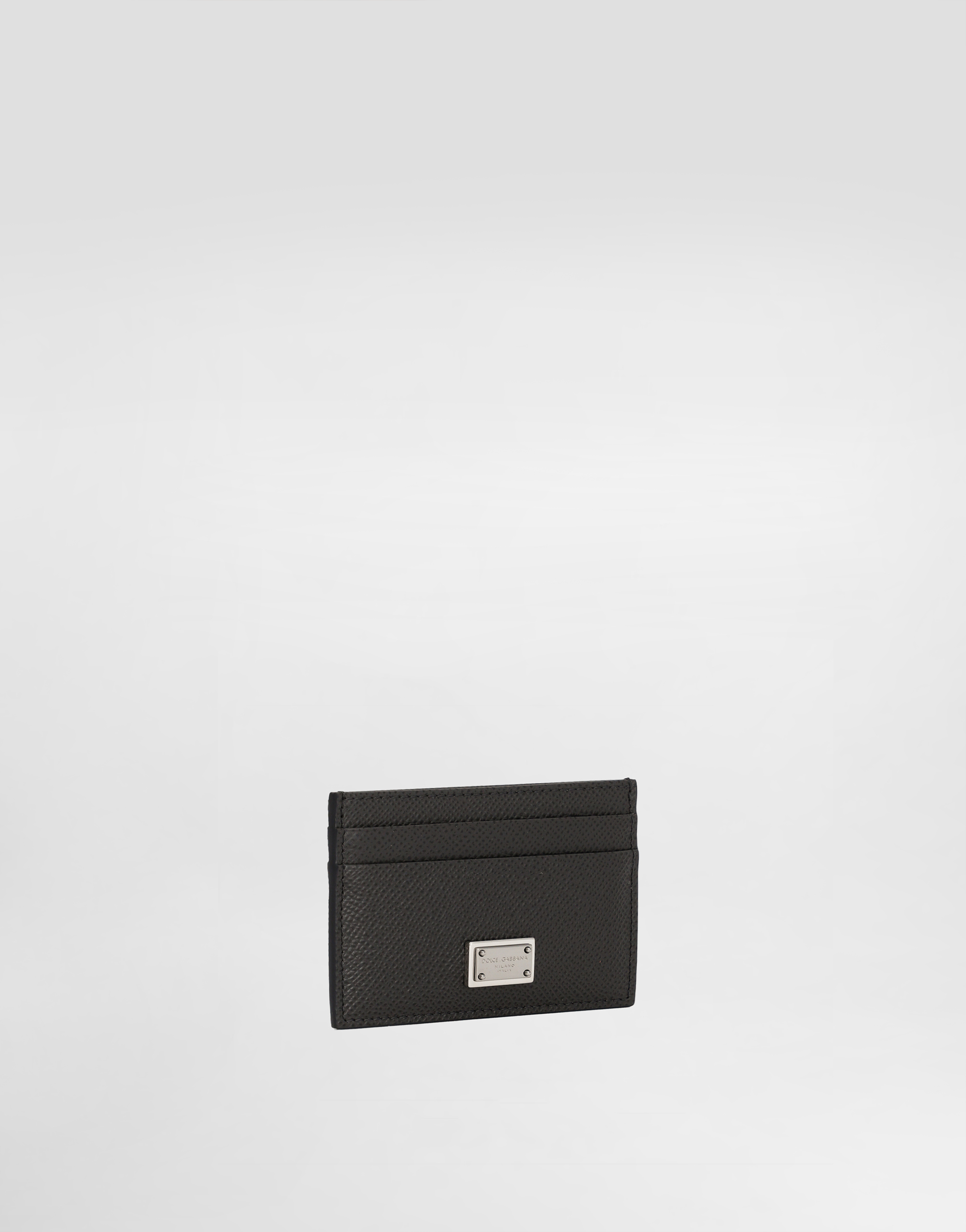  Dolce & Gabbana Dolce & Gabbana Dauphine Calfskin Card Holder - Man Wallets And Small Leather Goods Gray Leather Onesize 