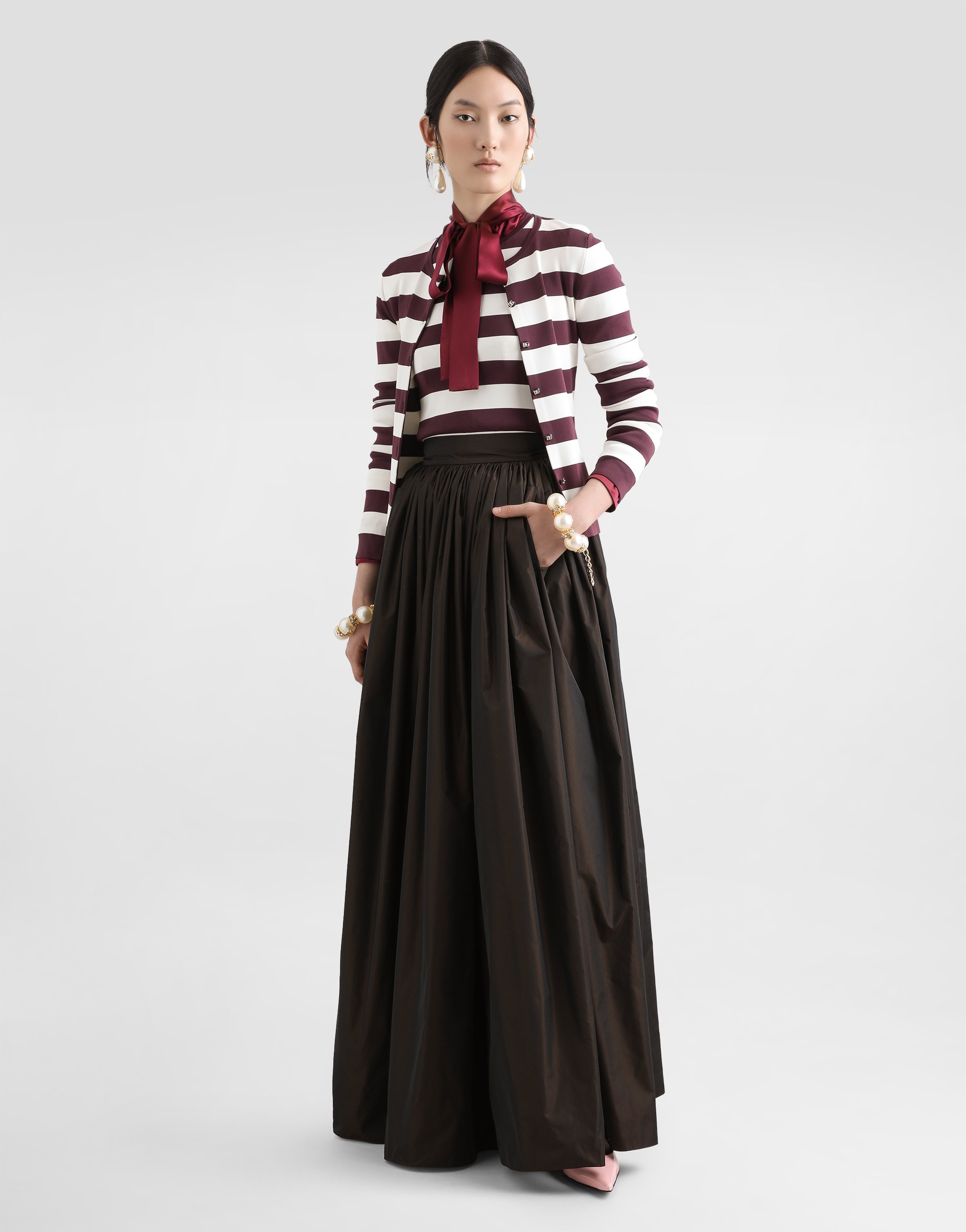 Shop Dolce & Gabbana Striped Crew-neck Viscose Cardigan In Multicolor