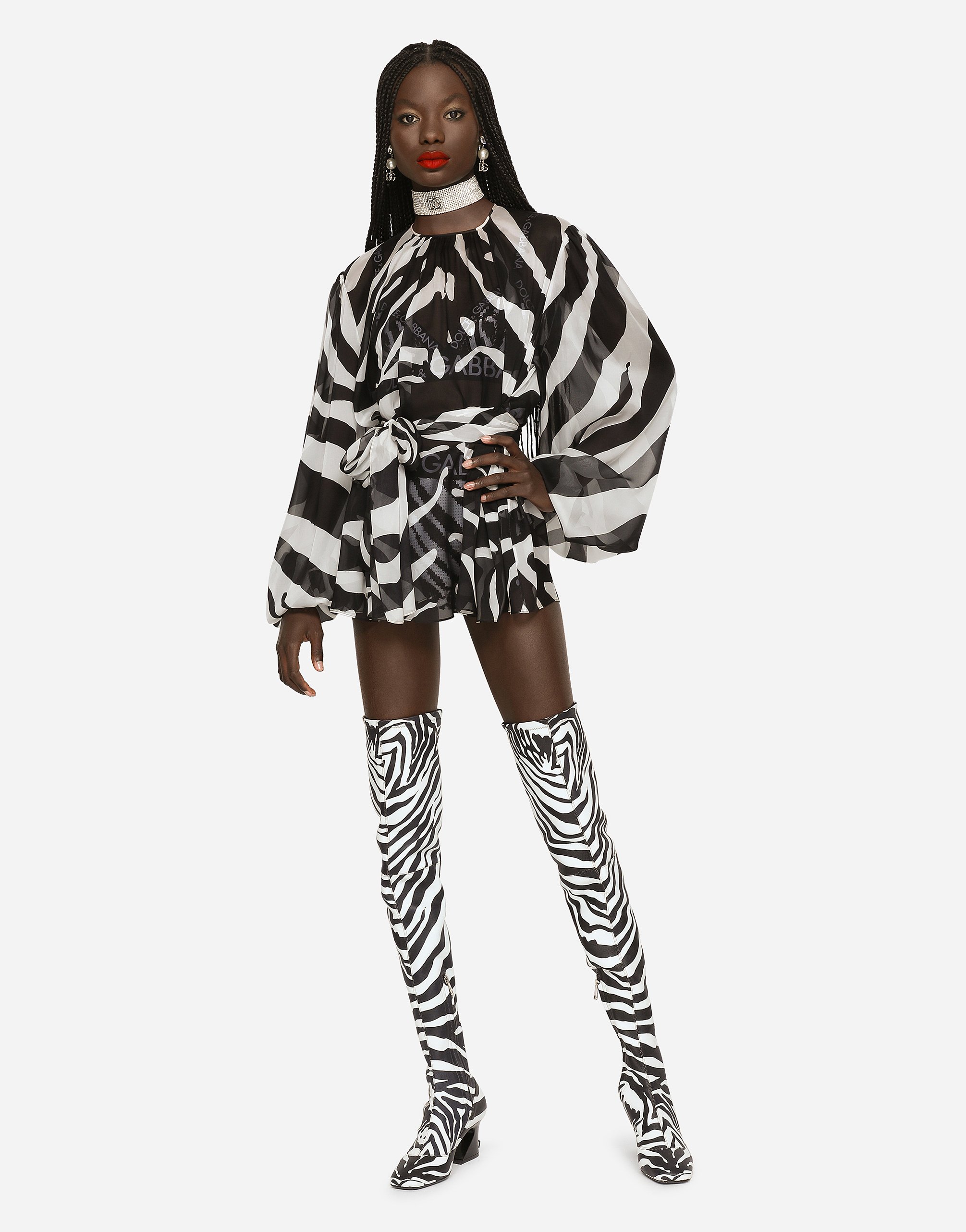 Dolce & Gabbana Dolce&gabbana Cruise Zebra Print Chiffon Blouse In Animal Print