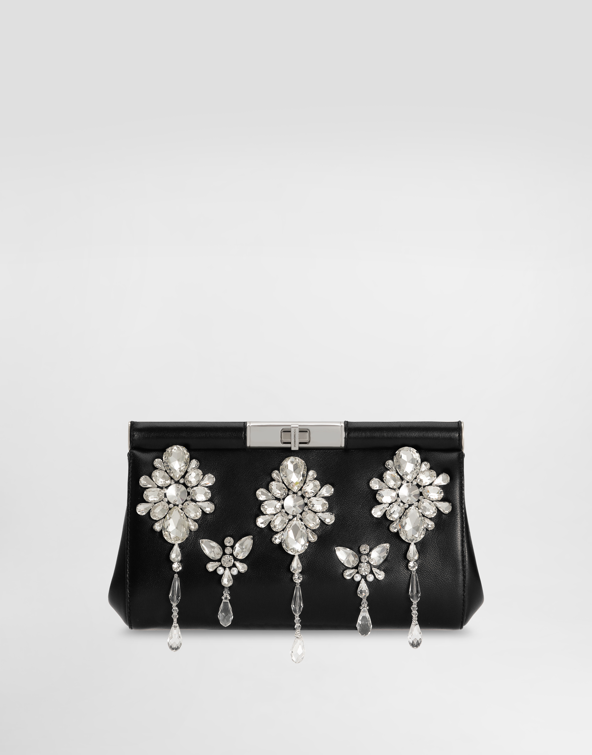 Dolce & Gabbana Crystal Embroidered Marlene Handbag In Black