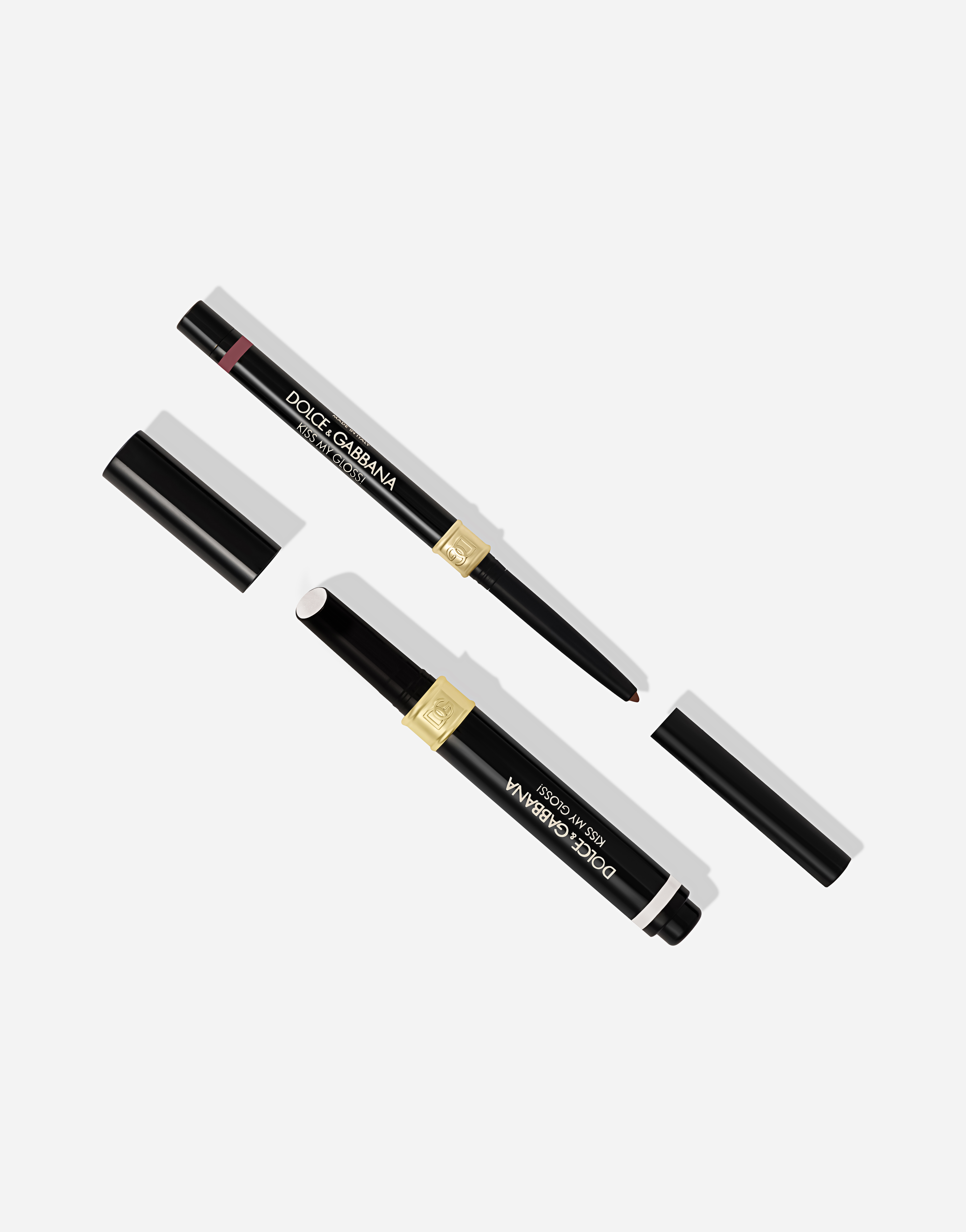 Dolce & Gabbana Kiss My Gloss! In 04 Gossip - Burgundy Liner And Transparent Pink Gold Duochrome Gloss