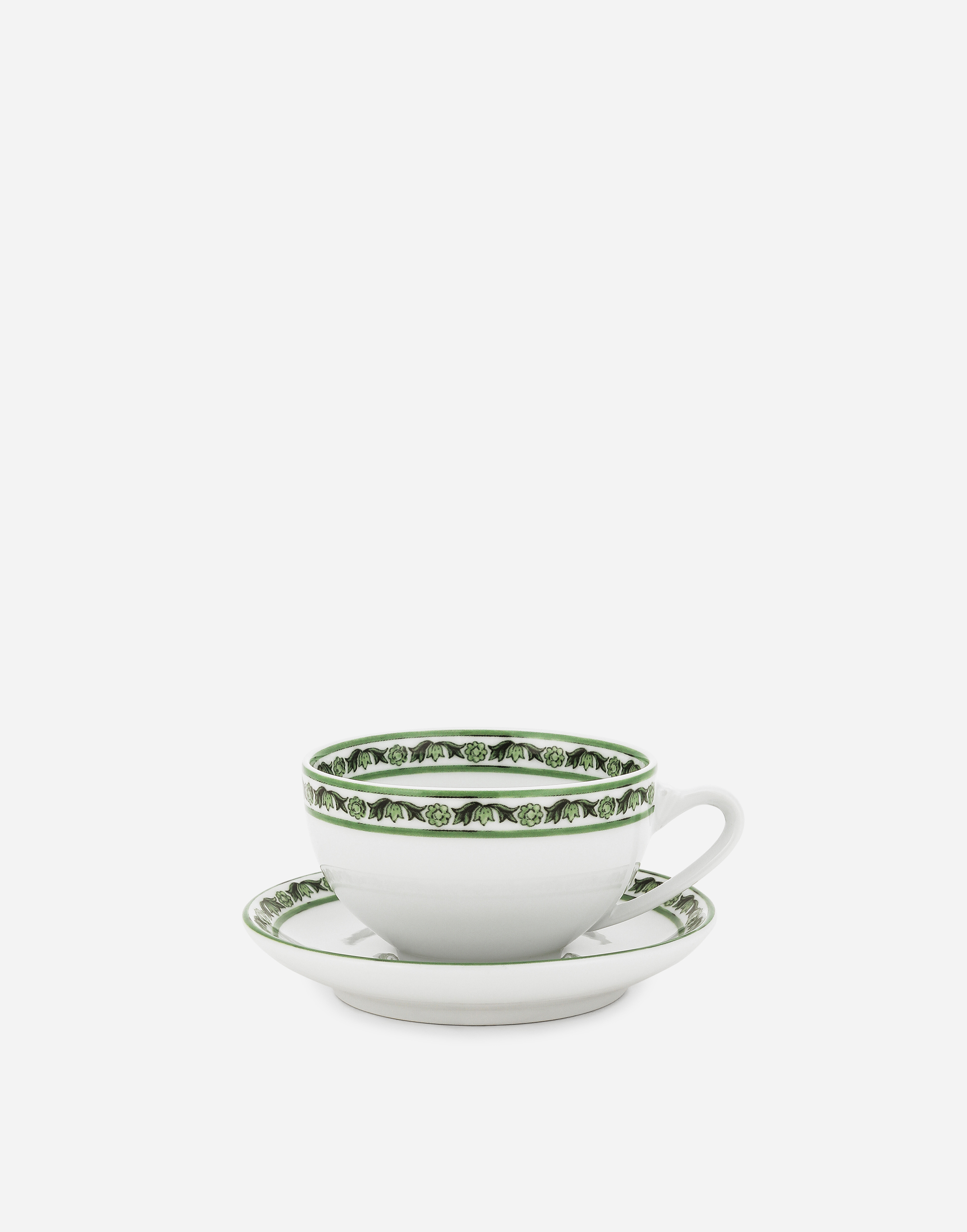 Dolce & Gabbana Set 2 Porcelain Teacups With Saucers In Multicolor