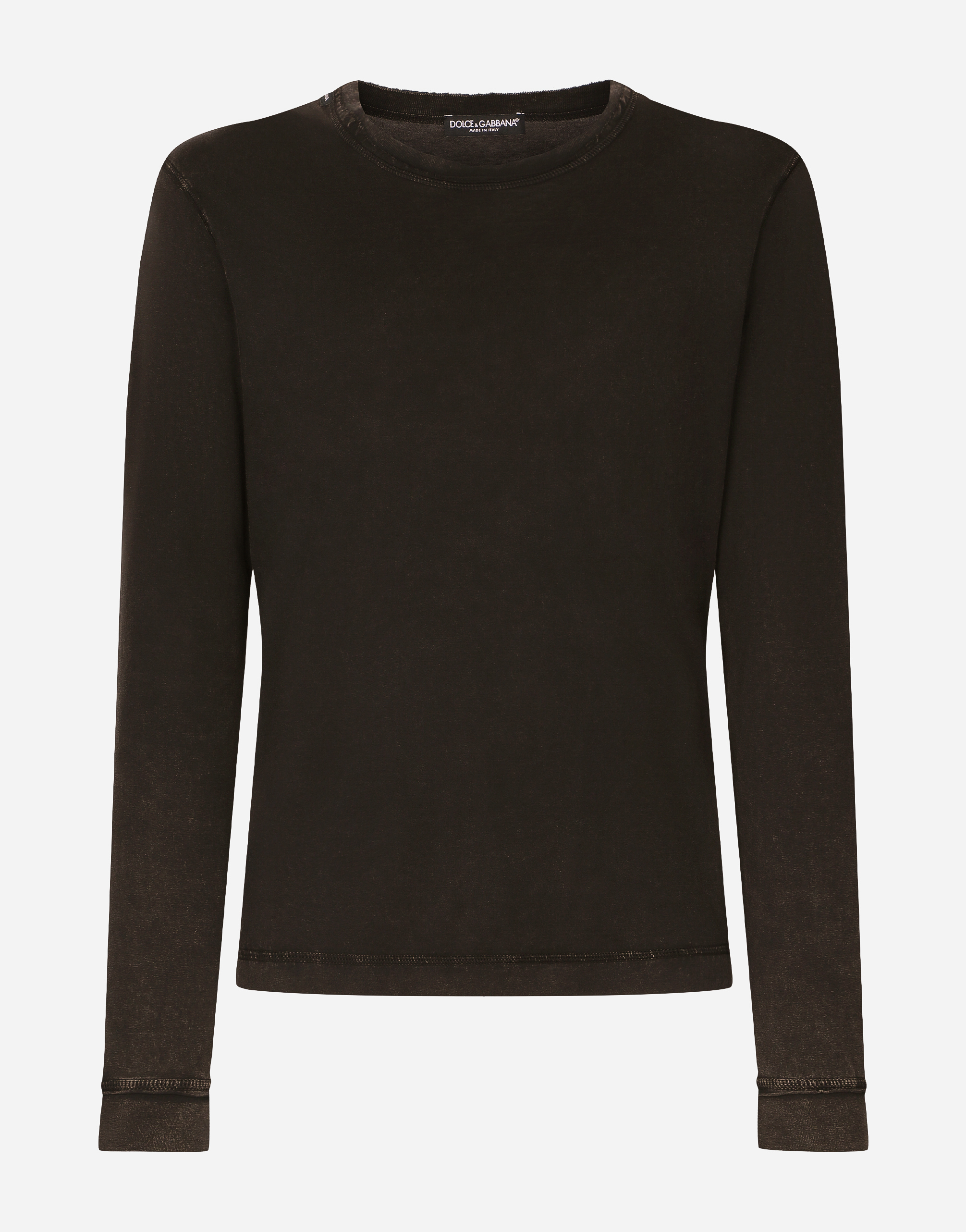 DOLCE & GABBANA LONG-SLEEVED OVERDYED JERSEY T-SHIRT