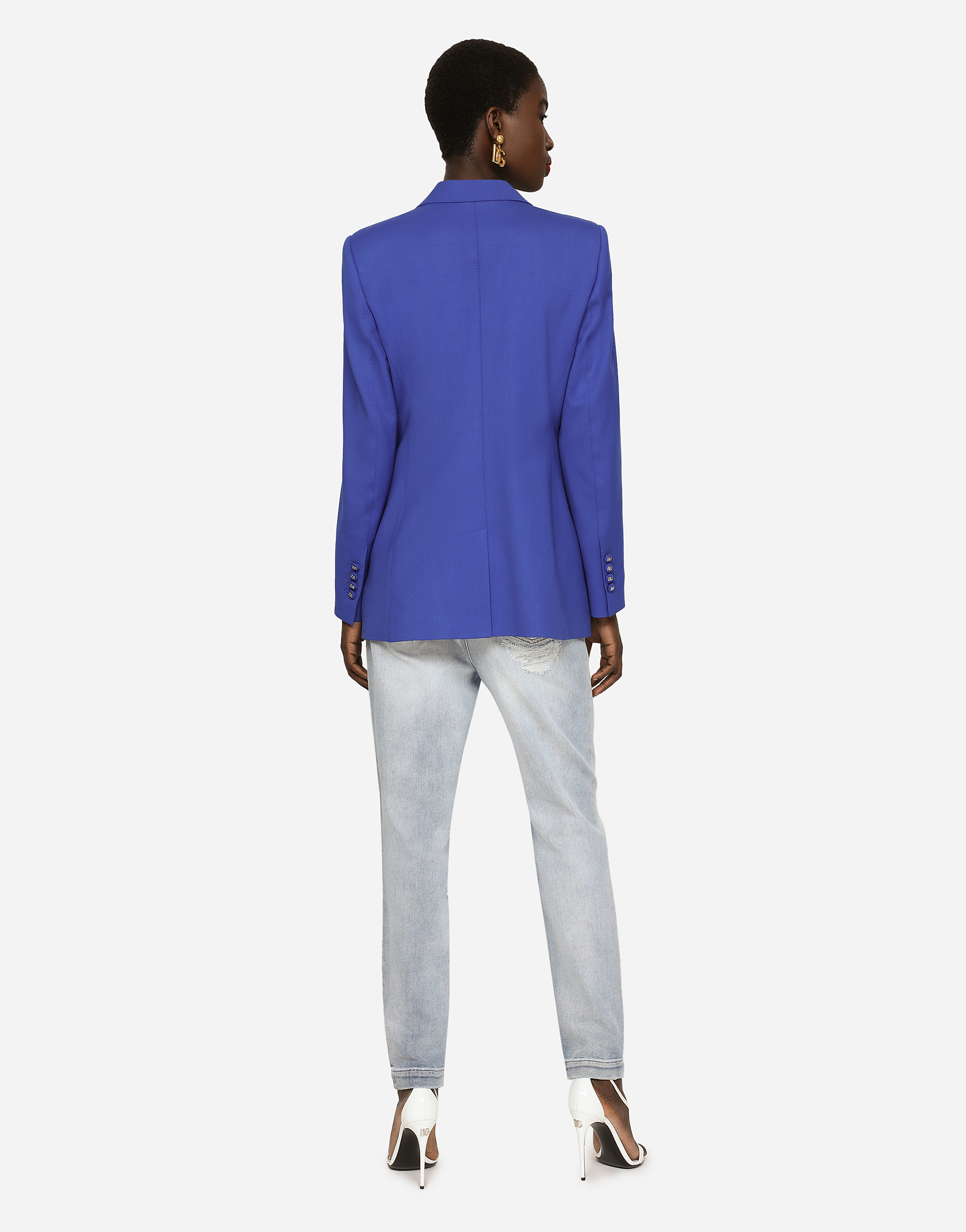 Dolce & Gabbana Two-way Stretch Wool Jacket In Multicolor