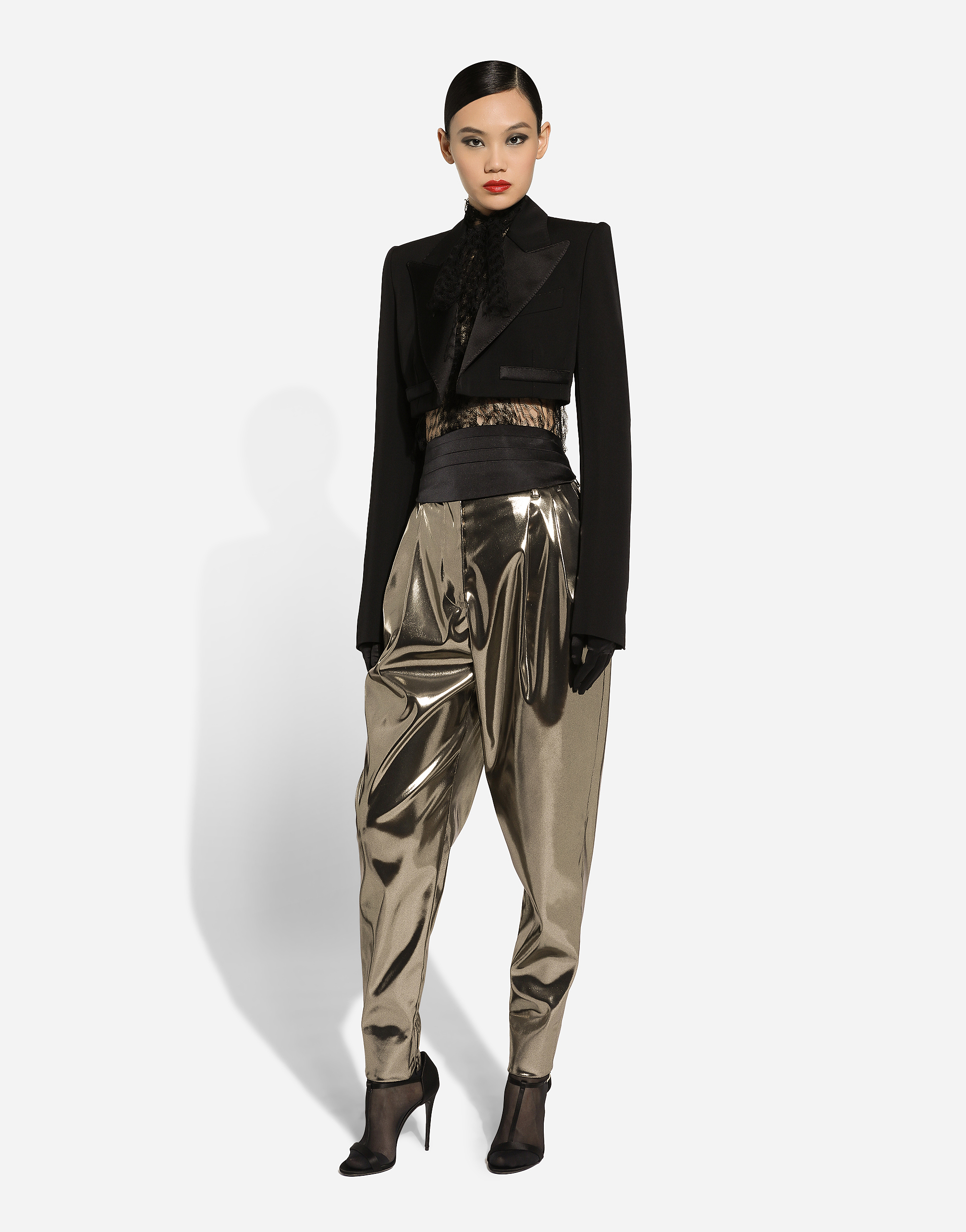 Single-breasted wool gabardine Spencer tuxedo jacket