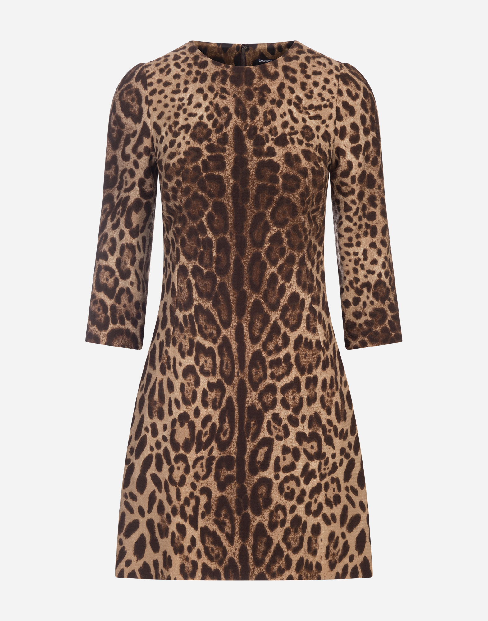 Dolce & Gabbana Short Leopard Print Dress In Double Crêpe In Animal Print