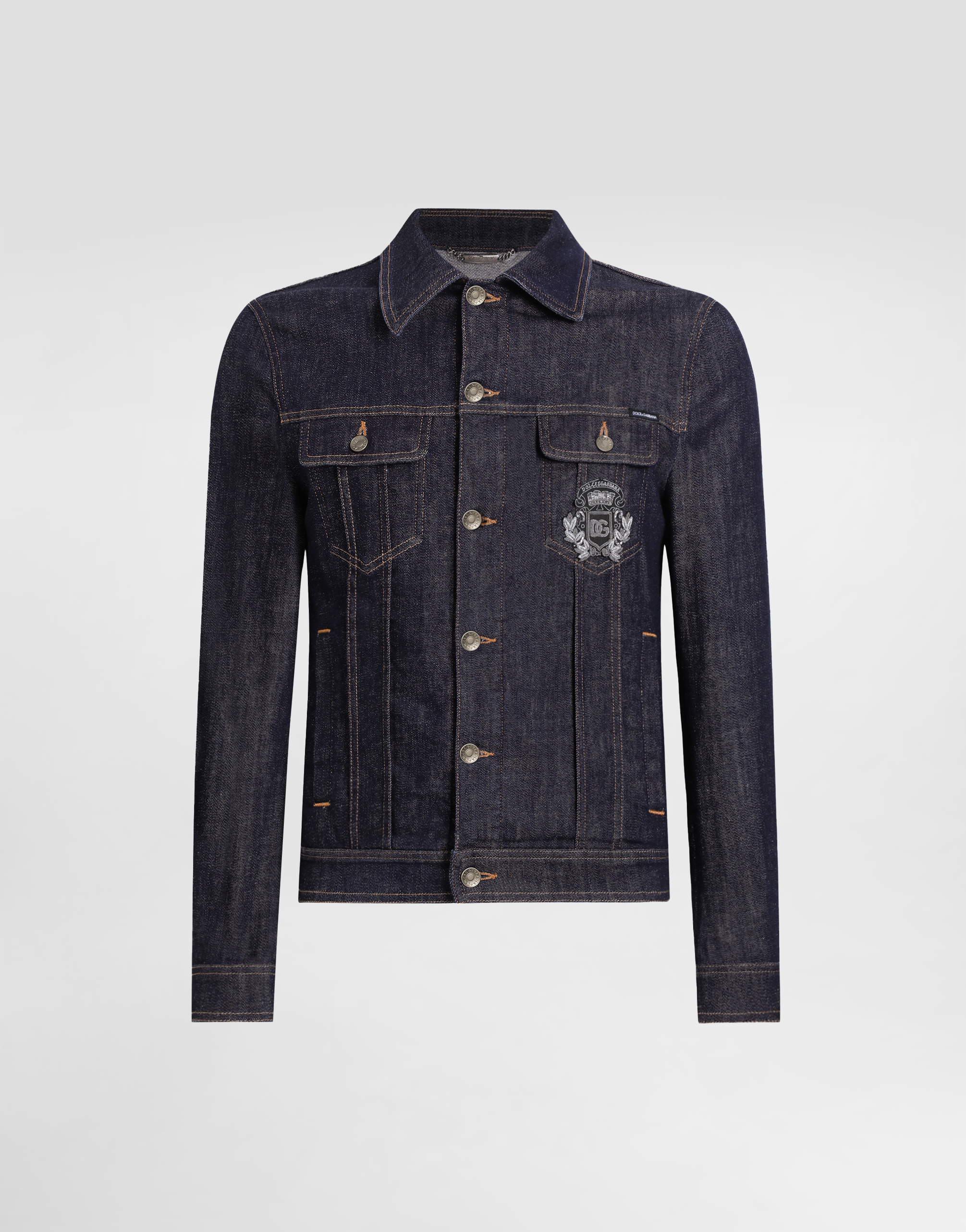 Dolce & Gabbana Cotton Denim Jacket With Patch - Man Denim Multi-colored