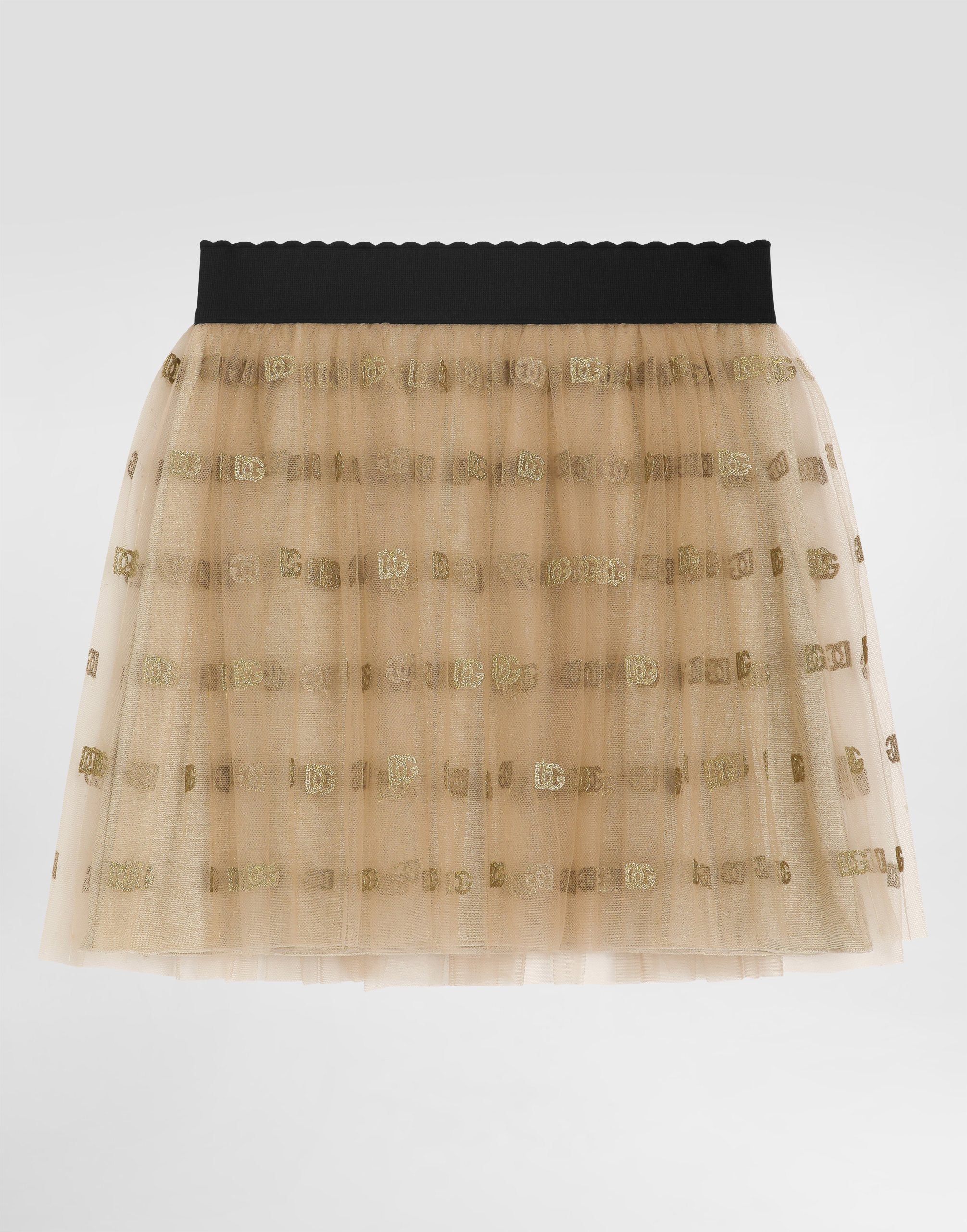 Dolce & Gabbana Lamé Jersey And Tulle Skirt In Gold