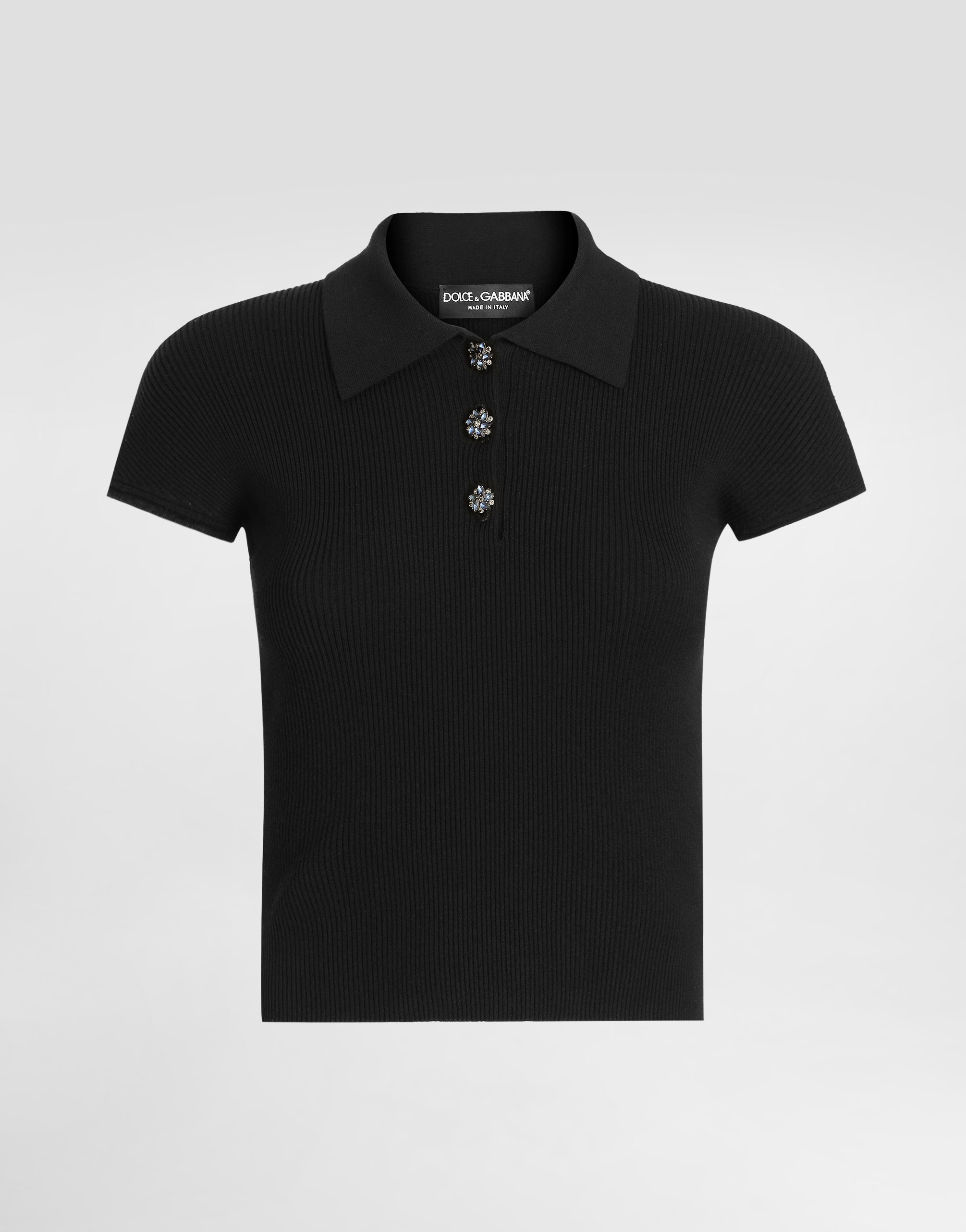 Dolce & Gabbana Ribbed Polo Sweater In Black
