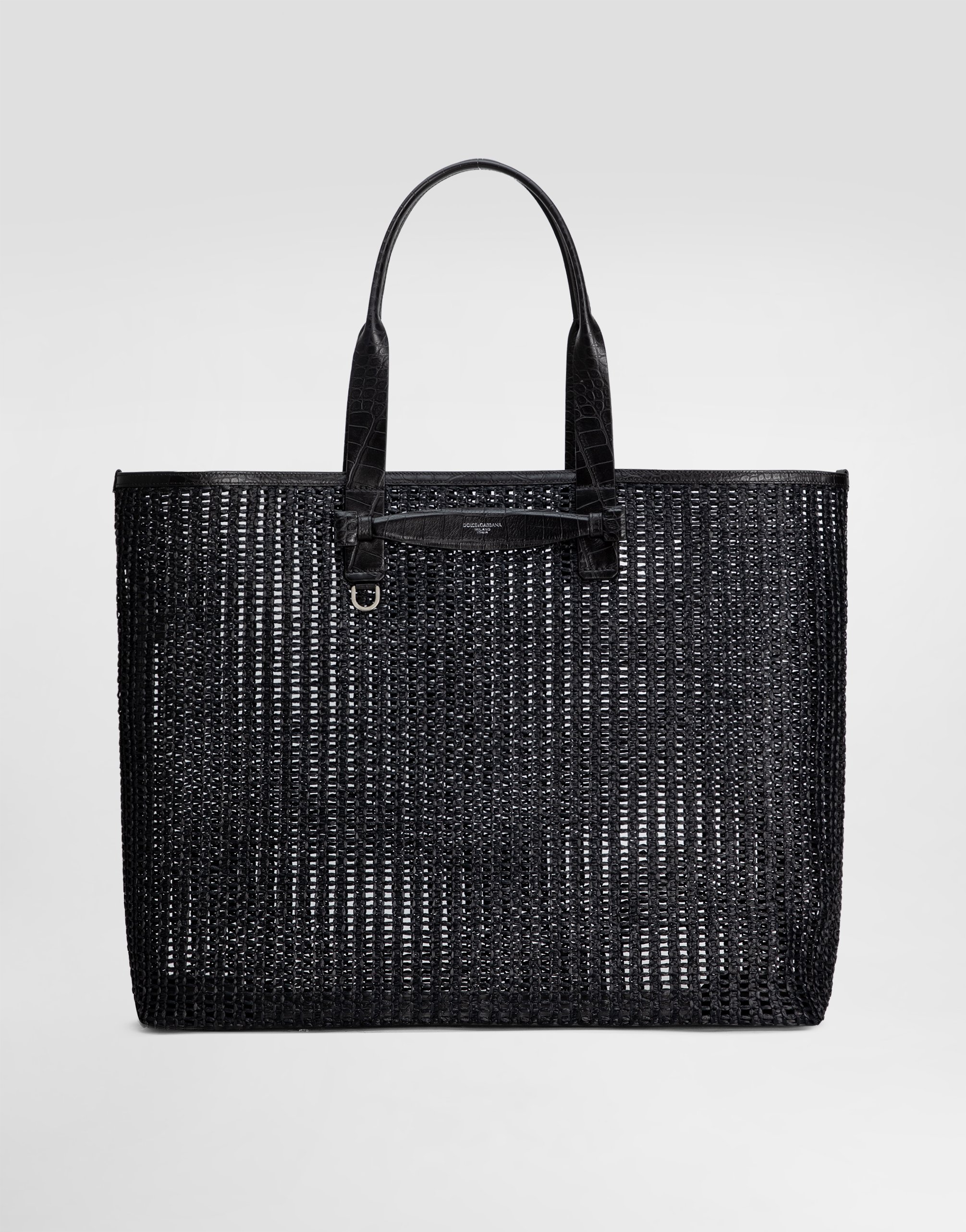 Dolce & Gabbana Woven Mesh And Calfskin Shopper - Man Shoppers Black Onesize