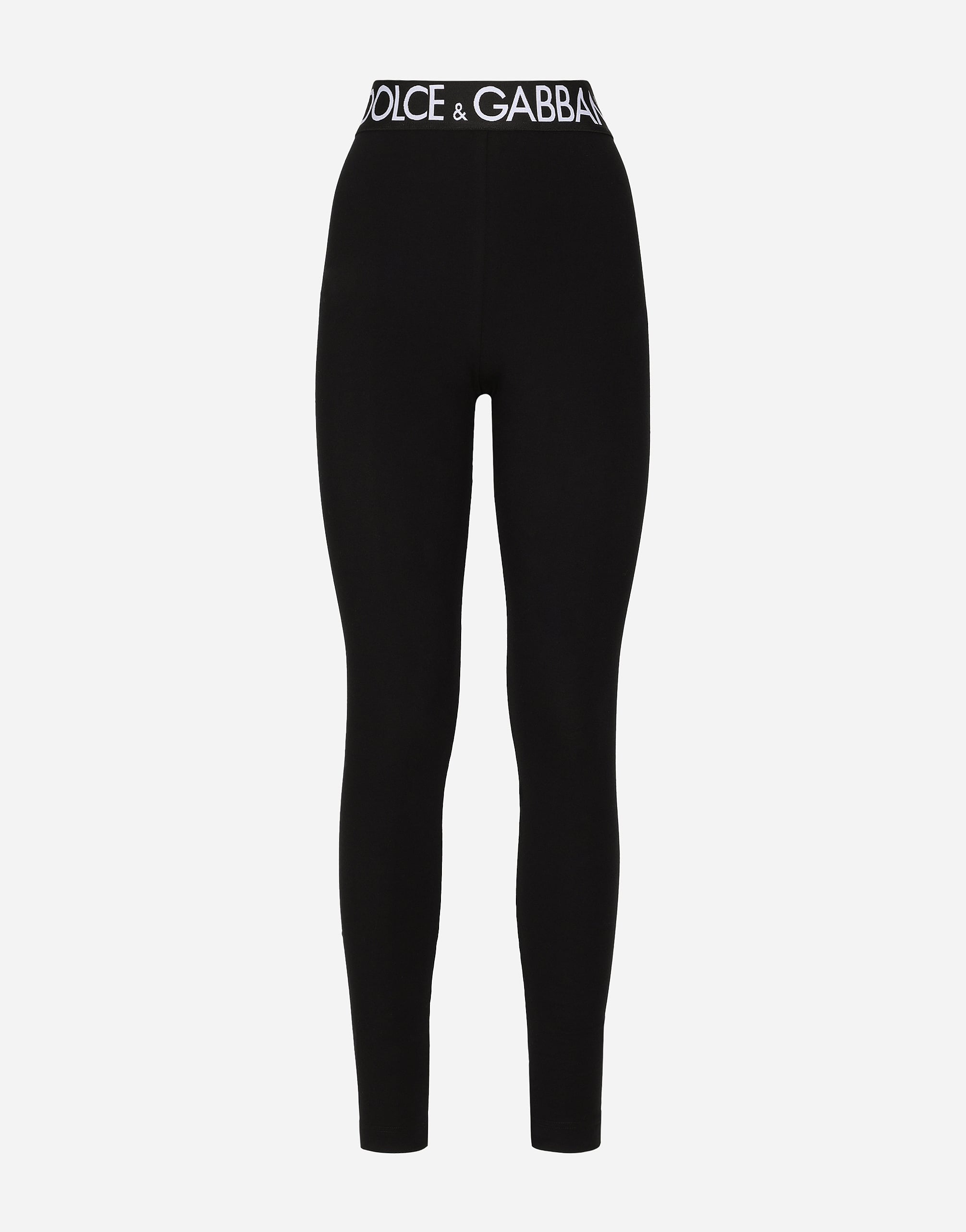 Jersey leggings with branded elastic in Black for Women