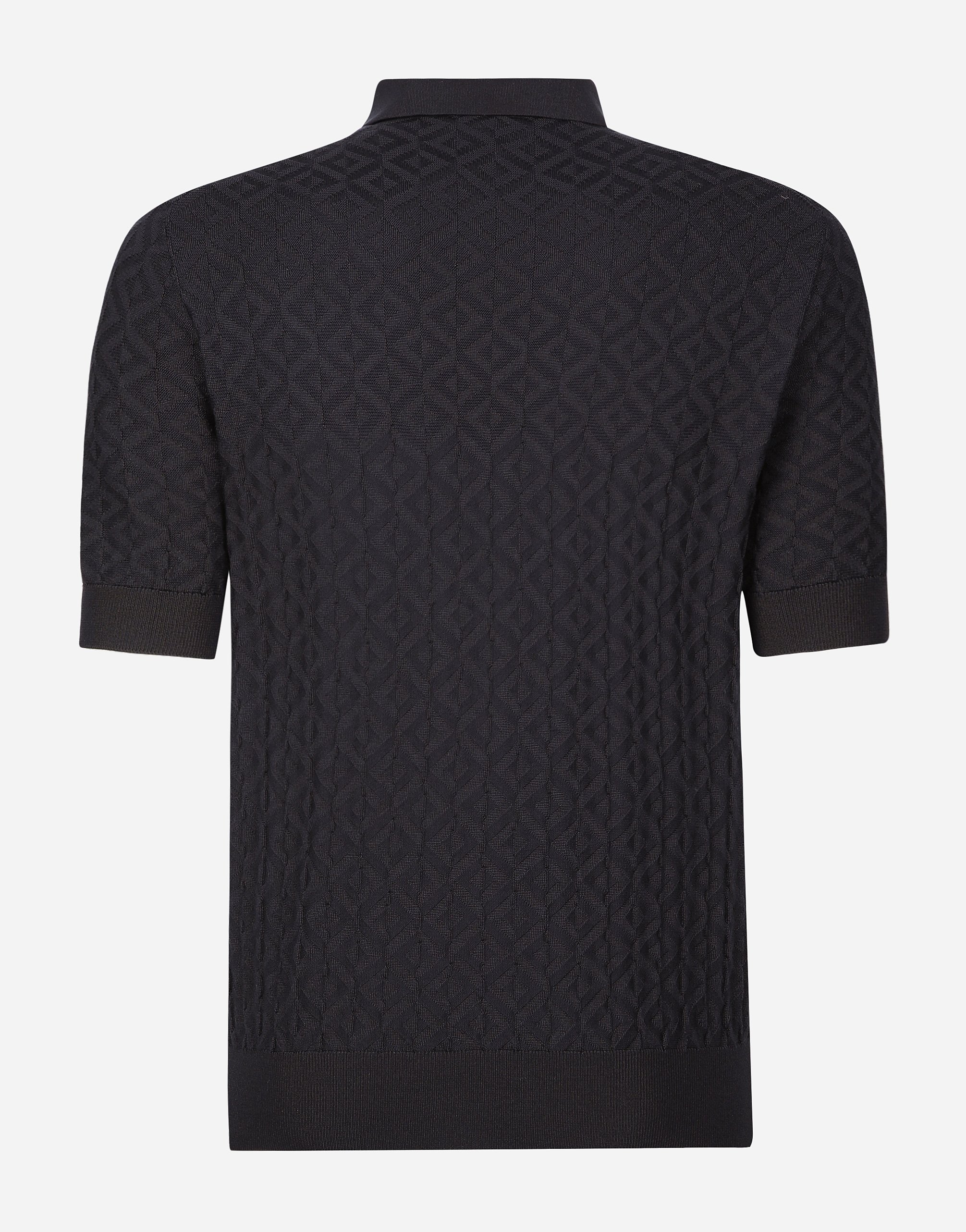 Dolce & Gabbana Black 'dg' Logo Jacquard Polo In Black