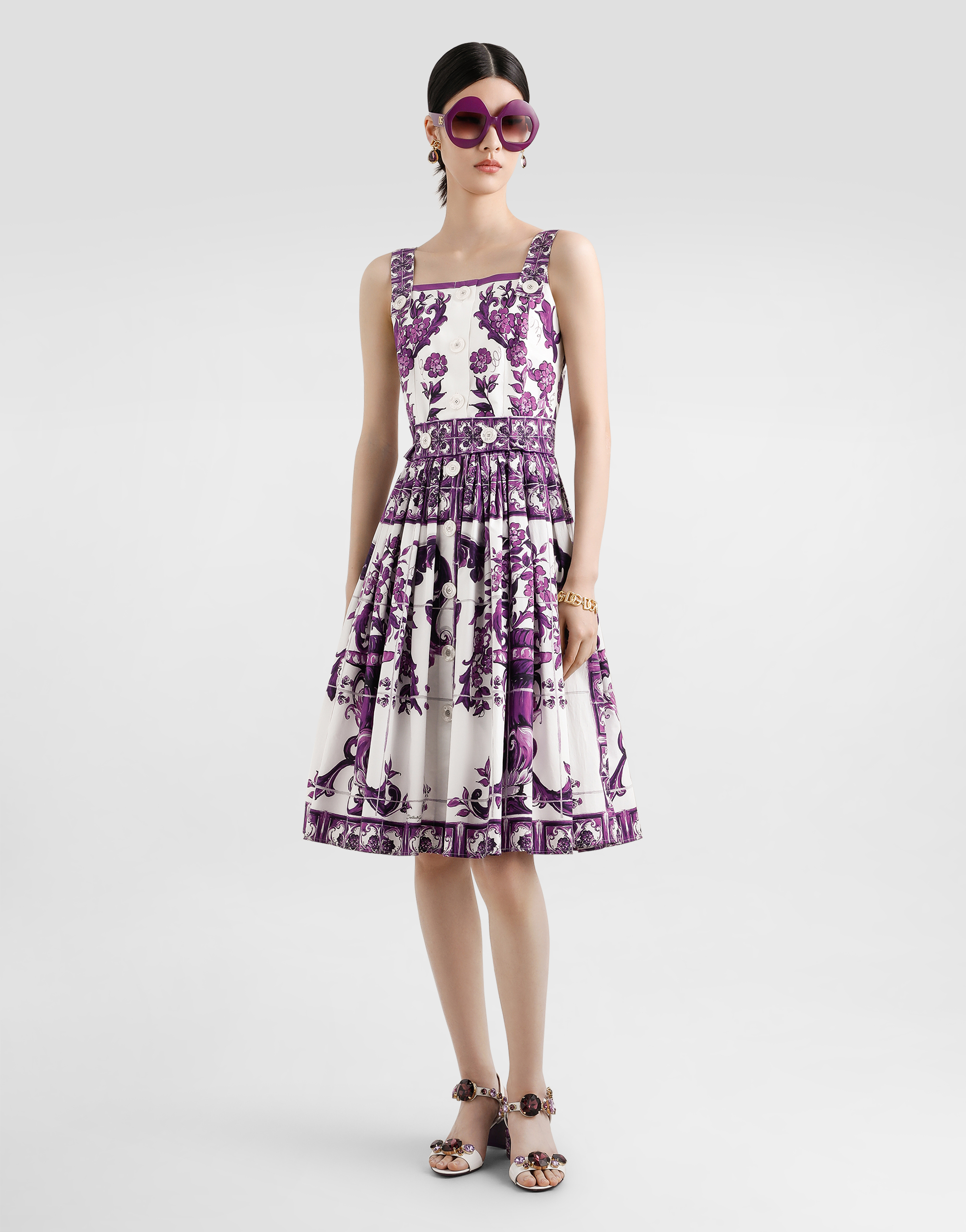 Dolce & Gabbana Cotton Majolica Print Mini Dress
