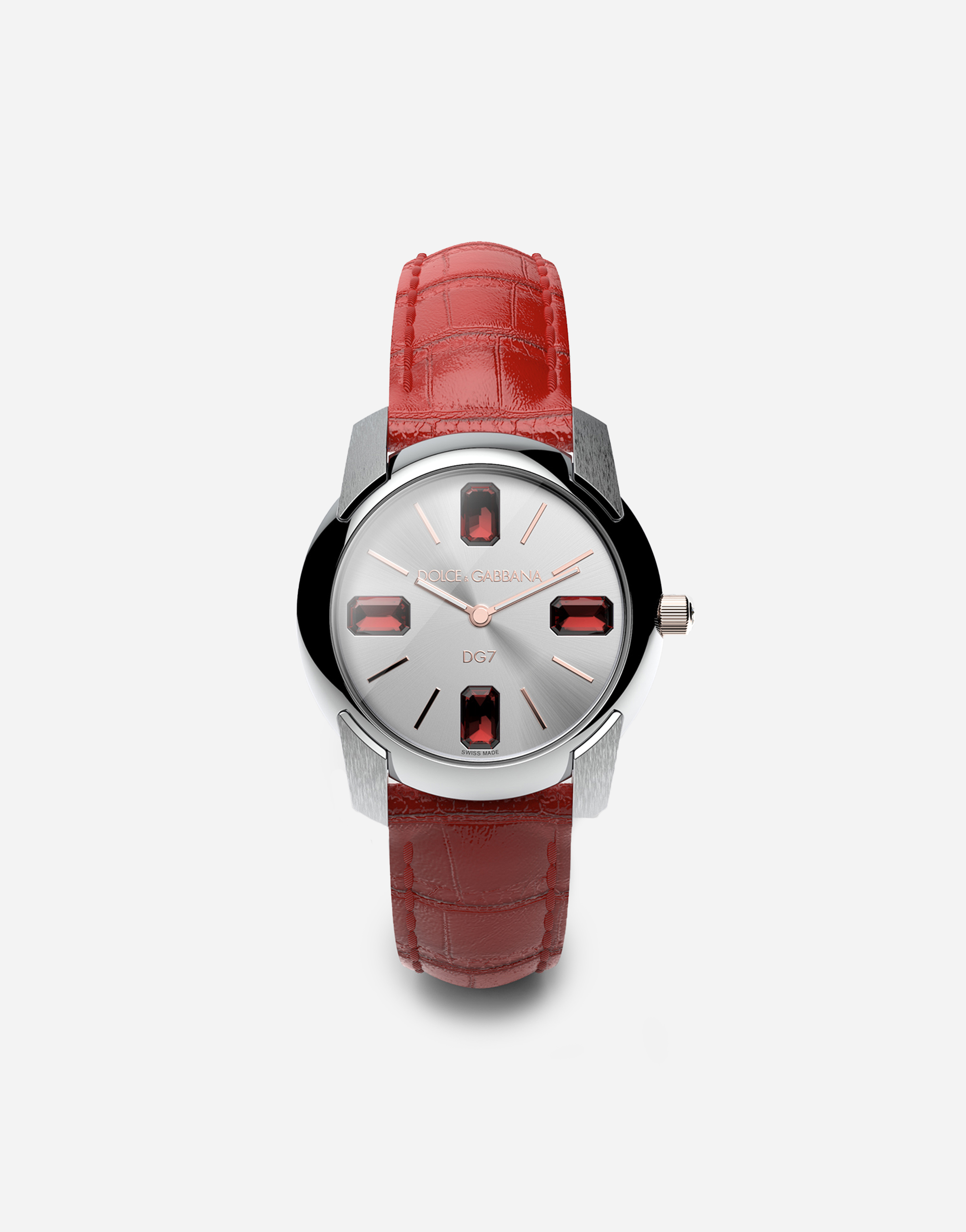 Dolce & Gabbana Watch With Alligator Strap In Red