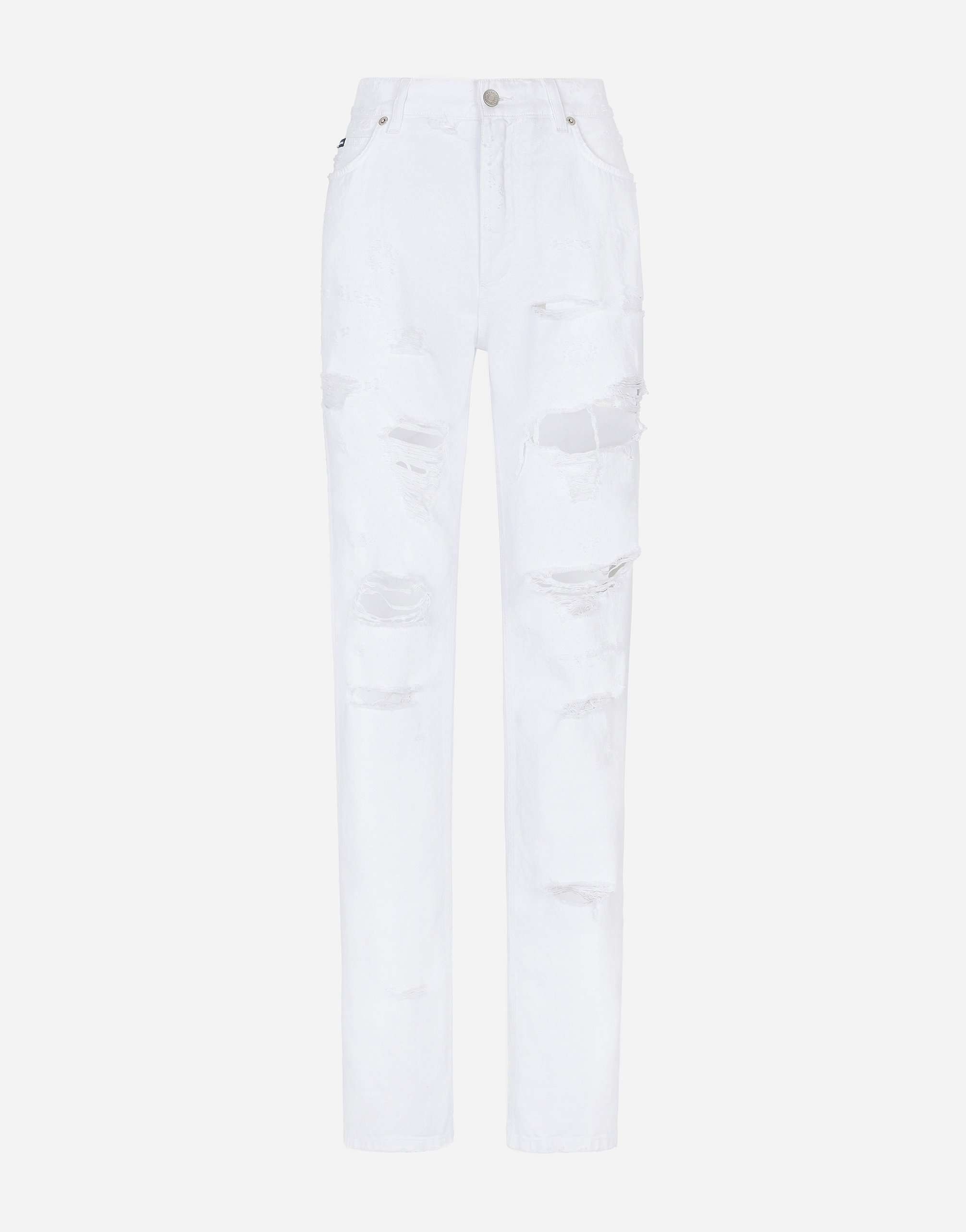 Shop Dolce & Gabbana Boyfriend Jeans With Rips In Multicolor